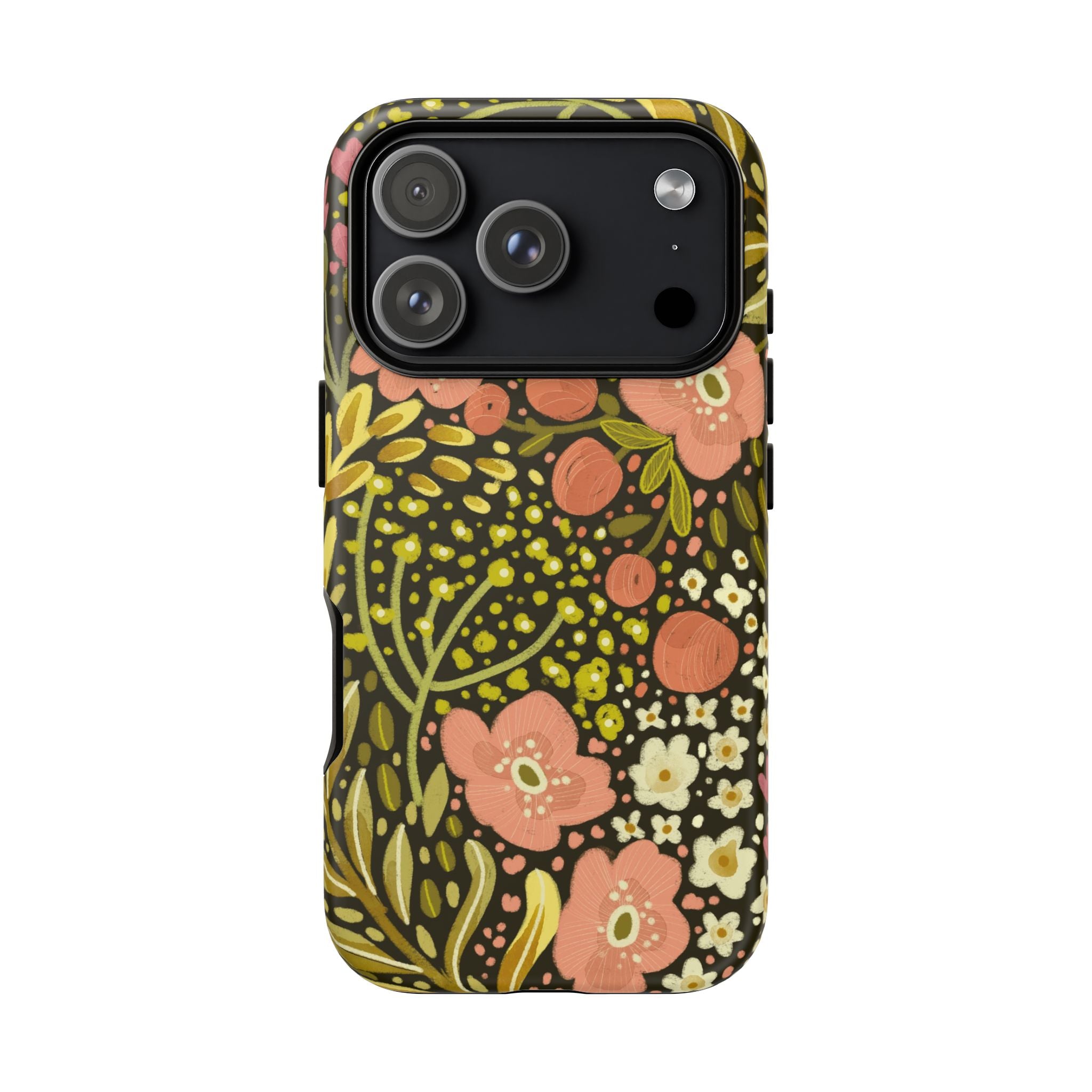 Vintage Floral Pattern Tough Case | Pink & Olive Botanical Phone Cover