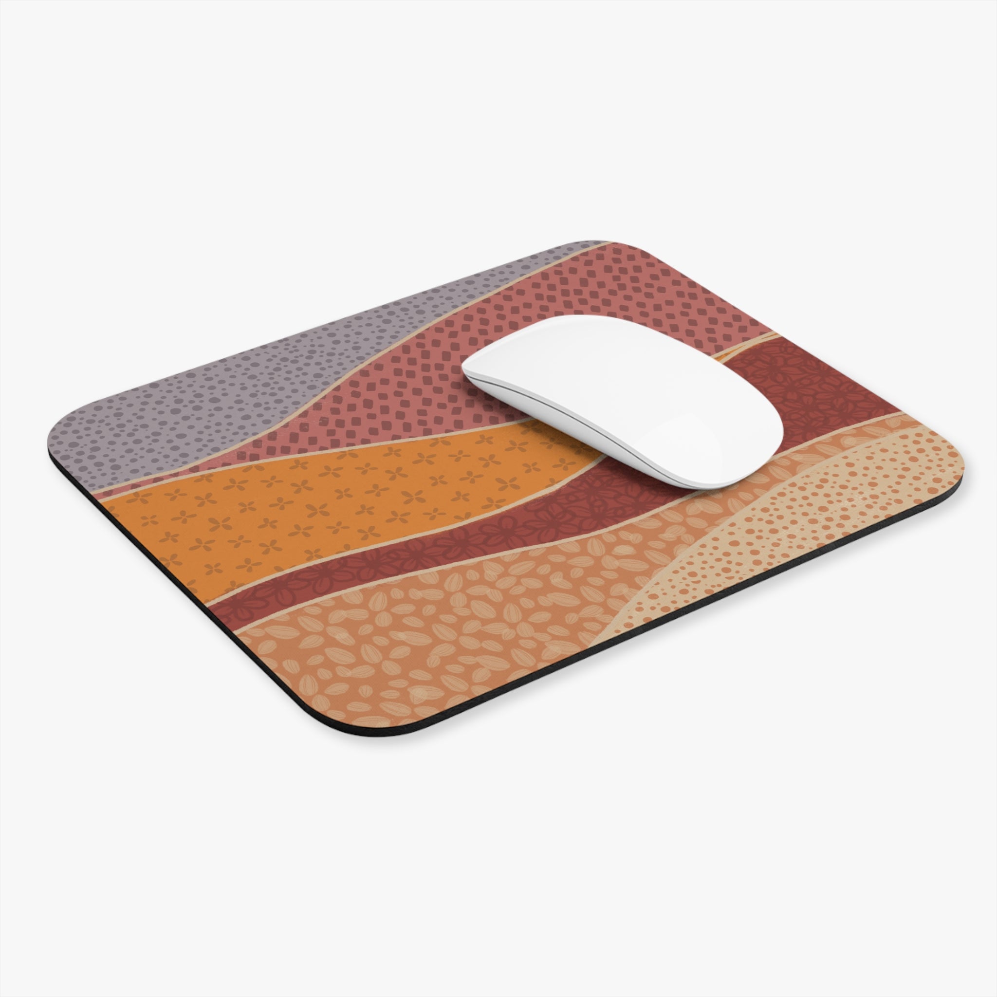 Abstract Desert Waves Mouse Pad — Earth Tones Desk Mat