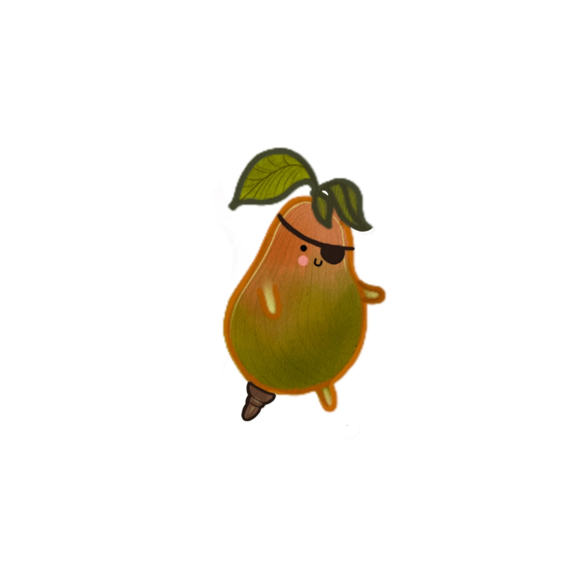 Cute Pirate Pear Sticker — Kawaii Fruit Laptop Decal