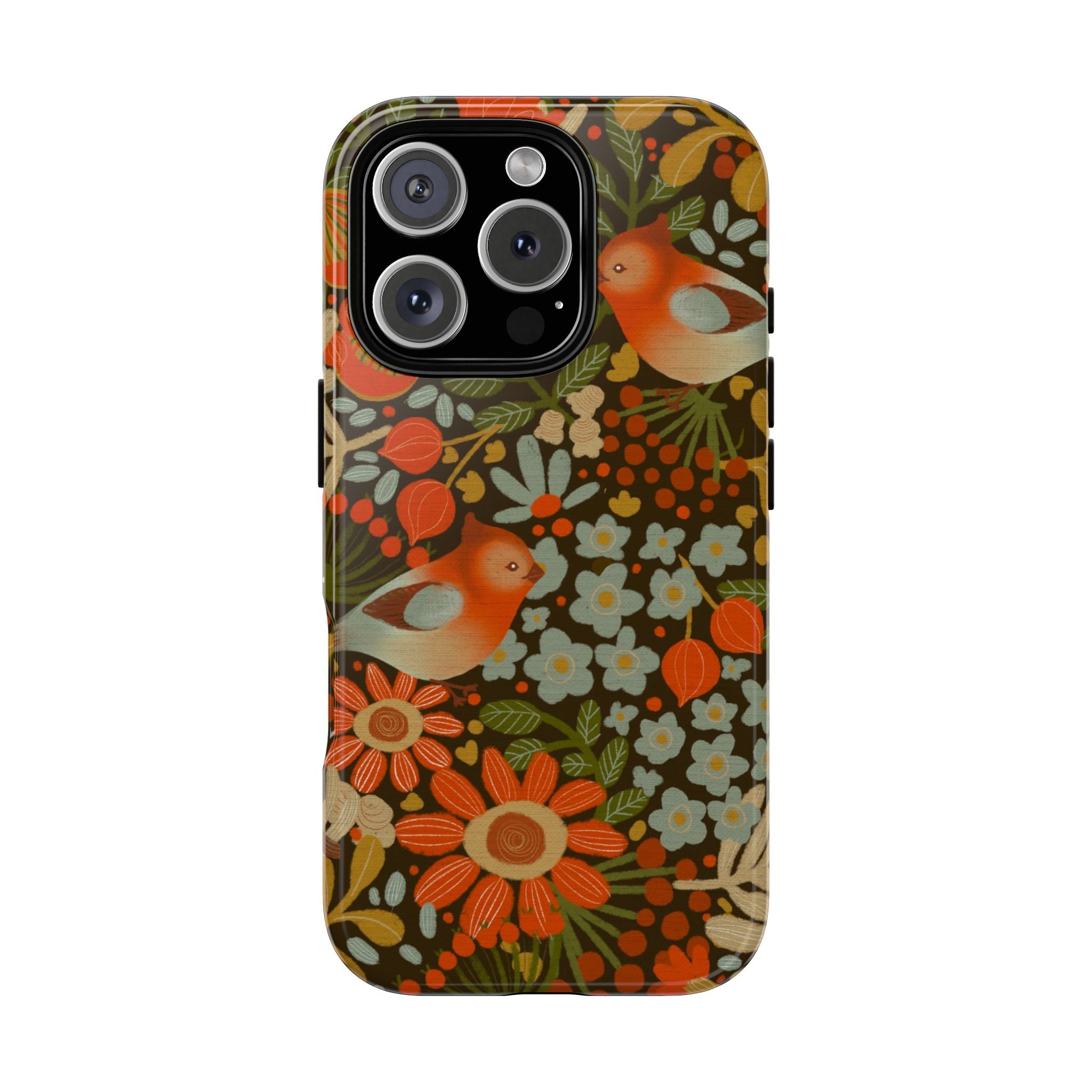 Retro Floral Birds Phone Case | Protective iPhone Cover