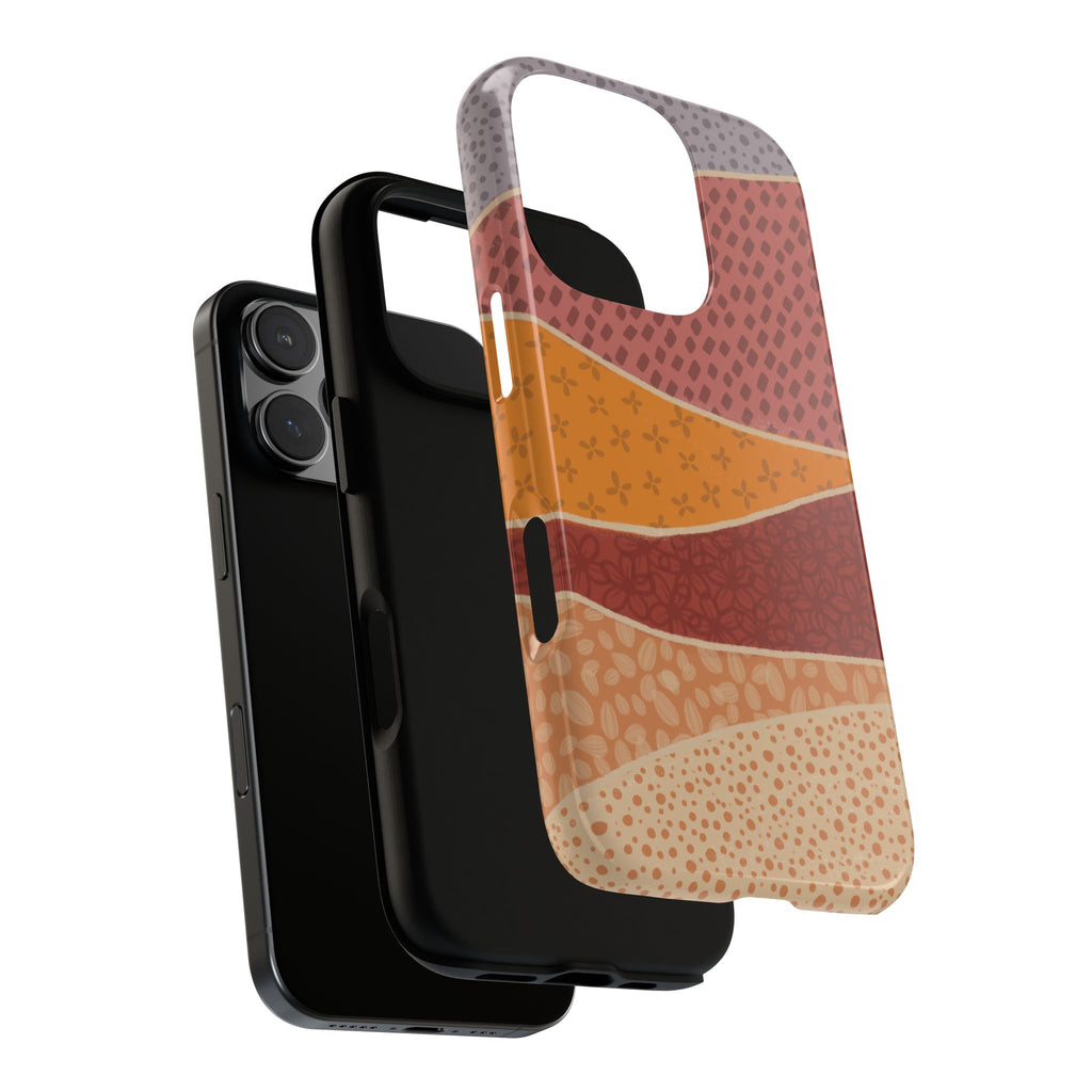 Retro Earth Tone Phone Case — Abstract Layered Pattern Tough Case