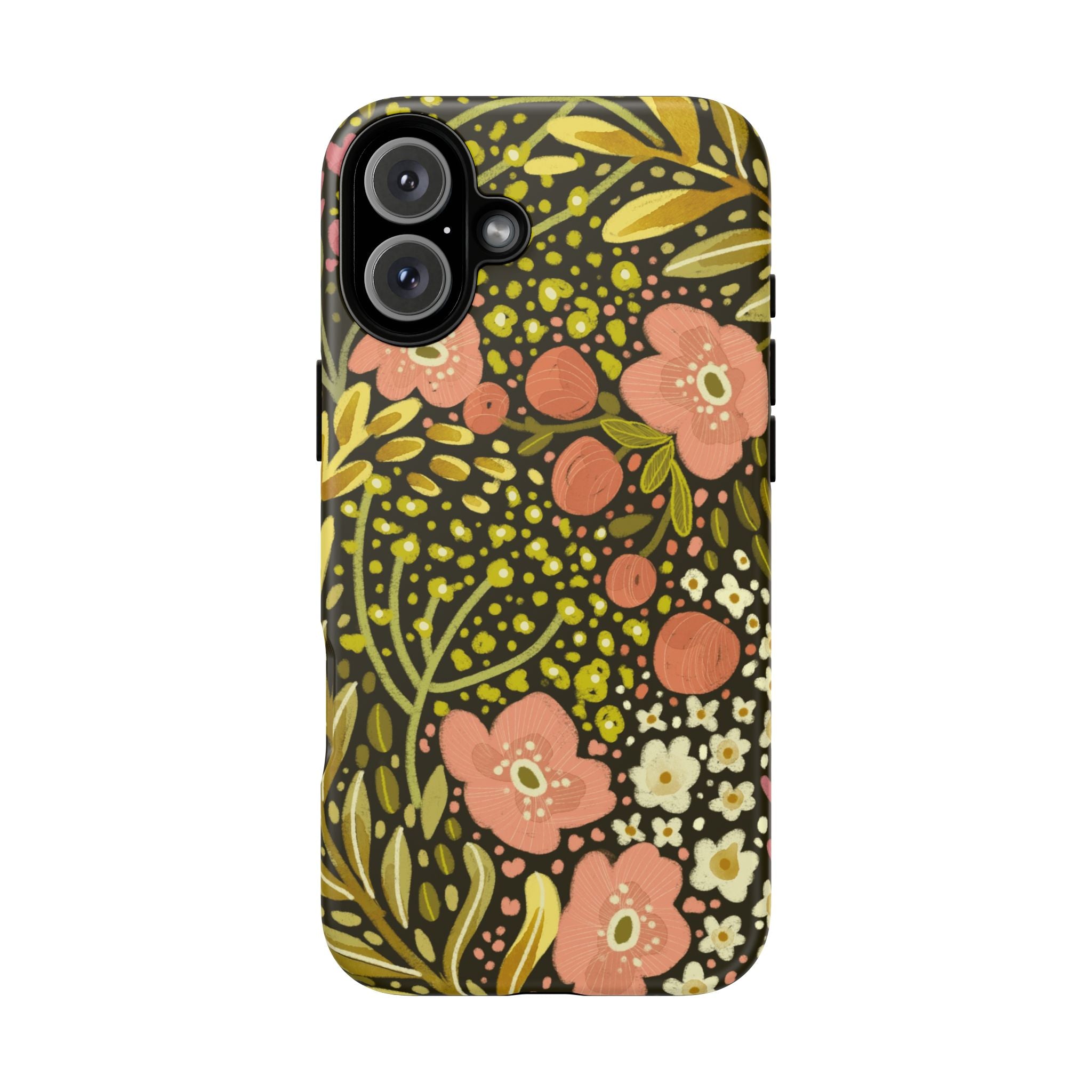 Vintage Floral Pattern Tough Case | Pink & Olive Botanical Phone Cover