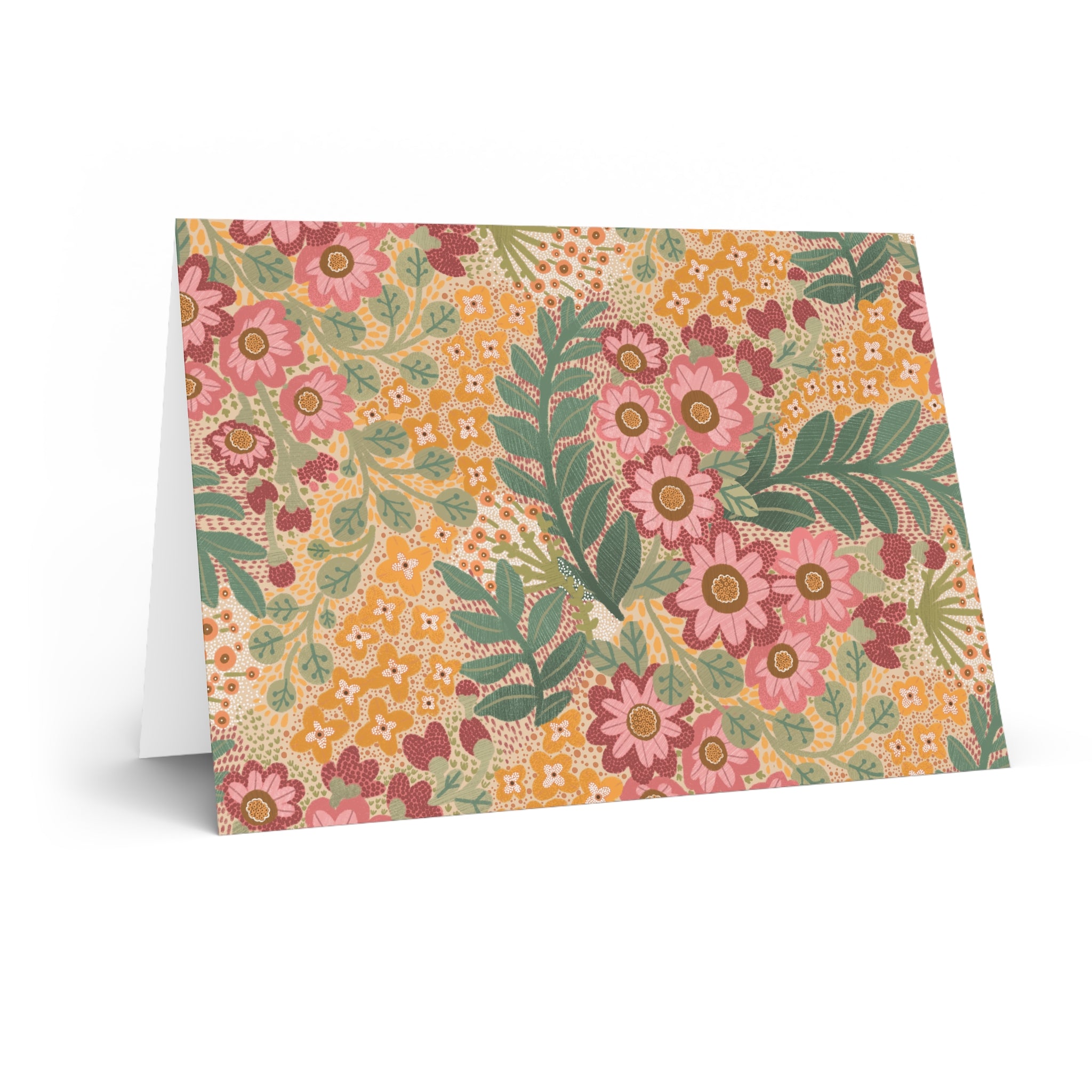 Floral Pattern Greeting Card — Vintage Botanical Note Card for Spring, Mother’s Day, Thank You