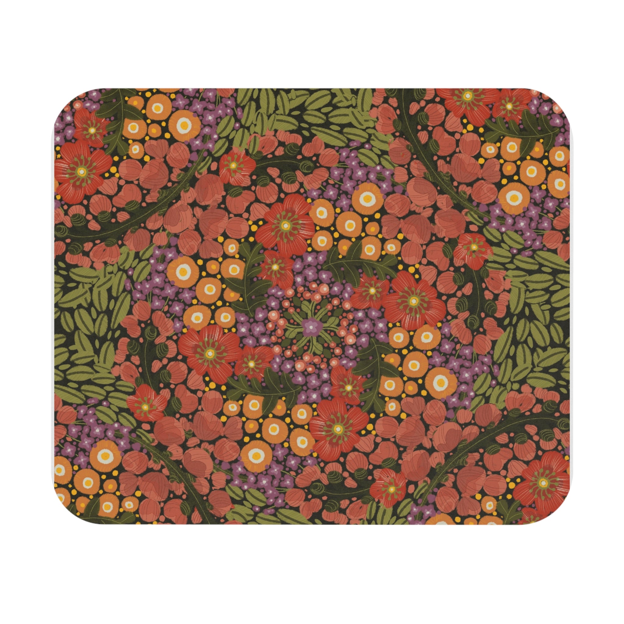 Vintage Floral Kaleidoscope Mouse Pad | Retro Flower Pattern