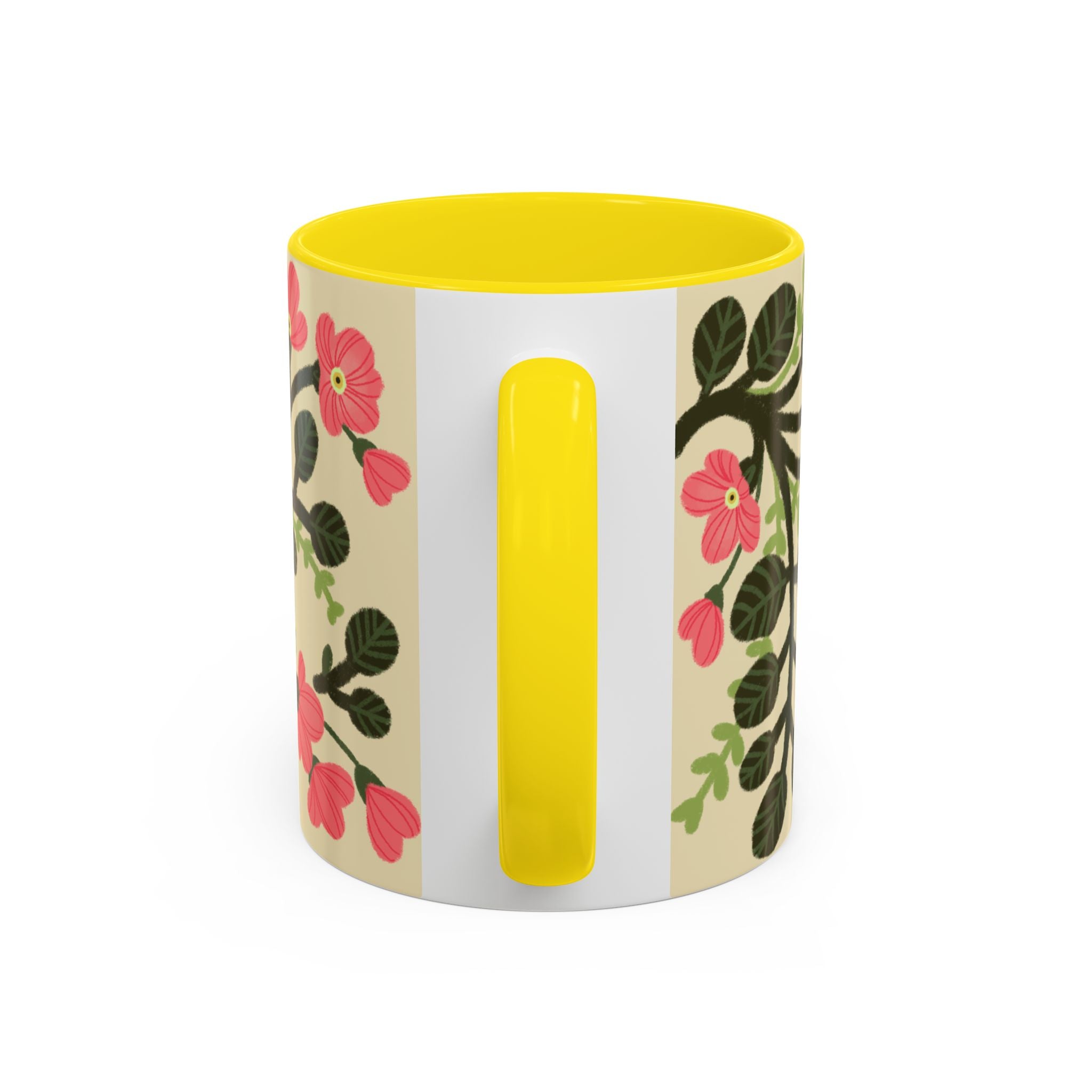 Floral Accent Coffee Mug - Pink Blossom Botanical Design (11/15oz)