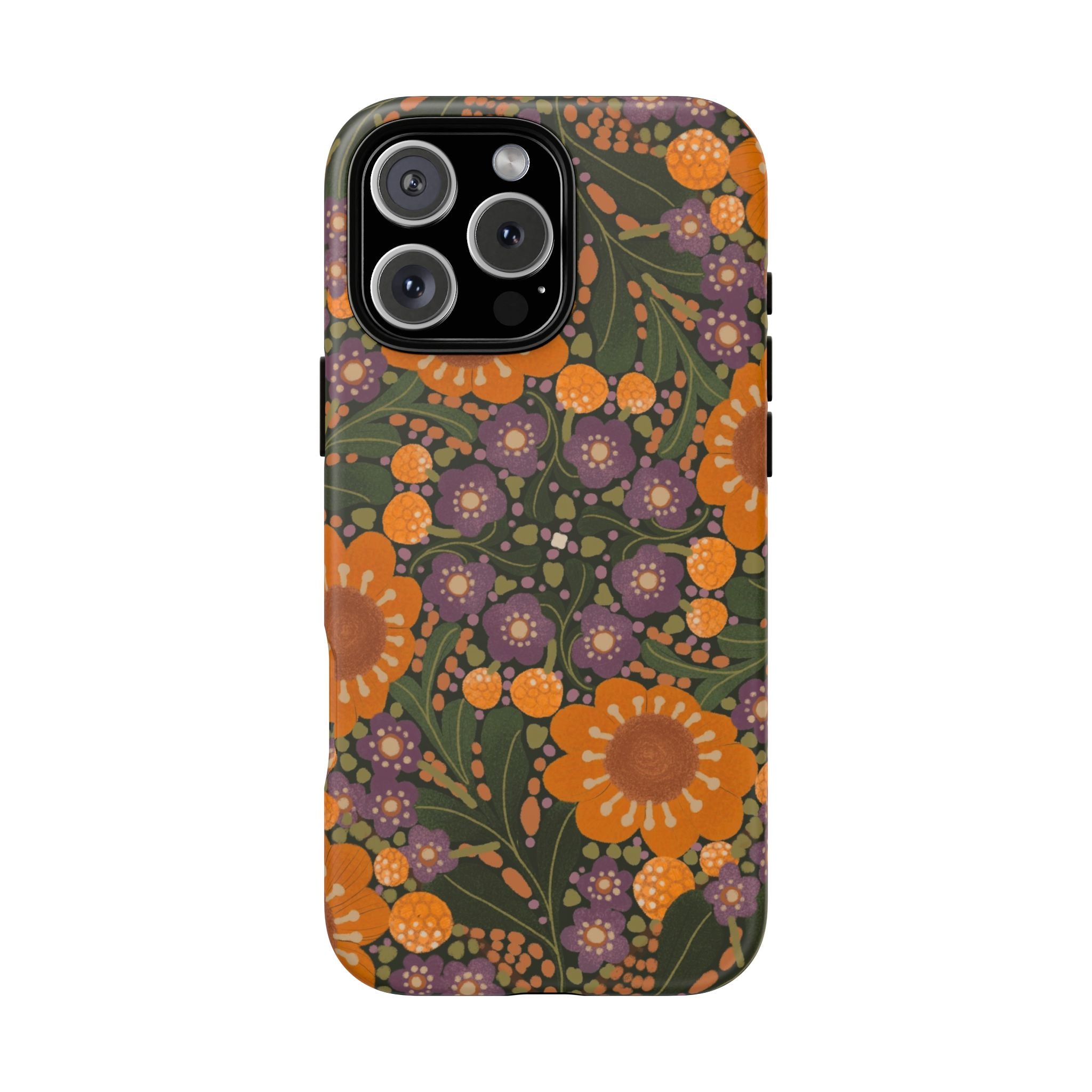 Retro Orange Floral Phone Case | Tough Case