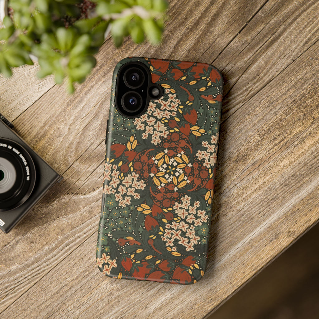 Autumn Floral Kaleidoscope Phone Case | Vintage Botanical Pattern