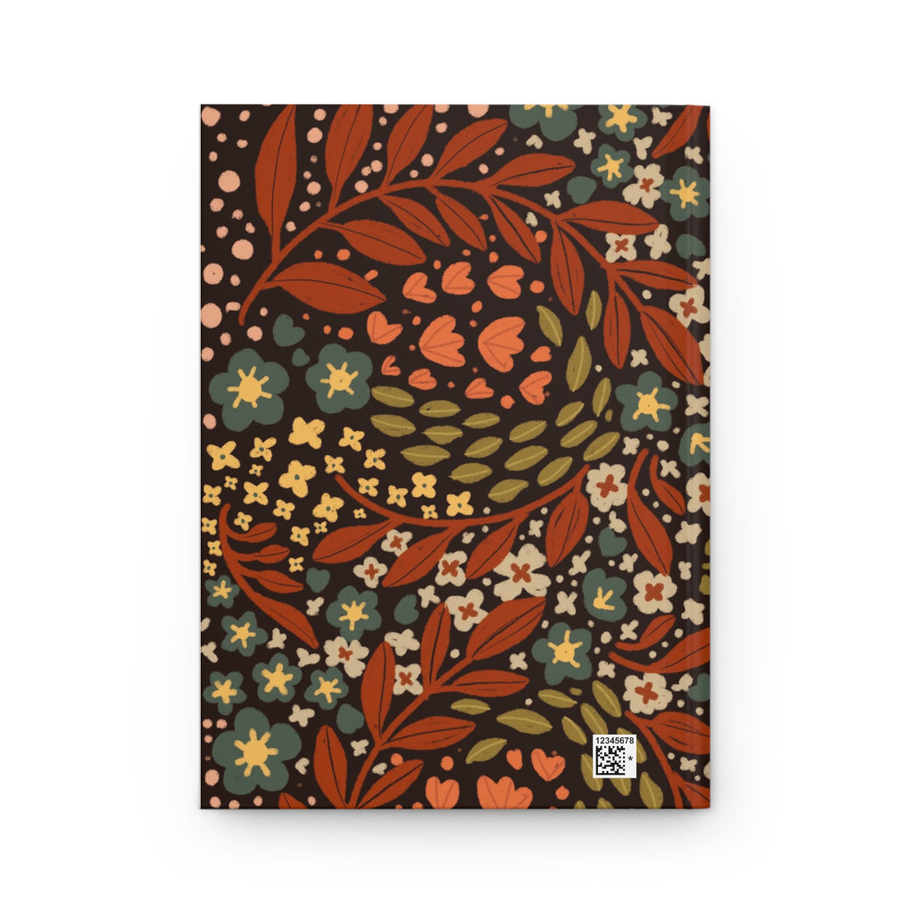 Autumn Floral Pattern Hardcover Journal | Matte Notebook, Fall Leaves Design