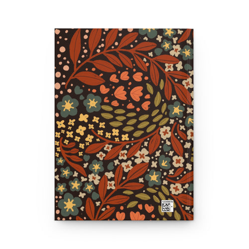 Autumn Floral Pattern Hardcover Journal | Matte Notebook, Fall Leaves Design