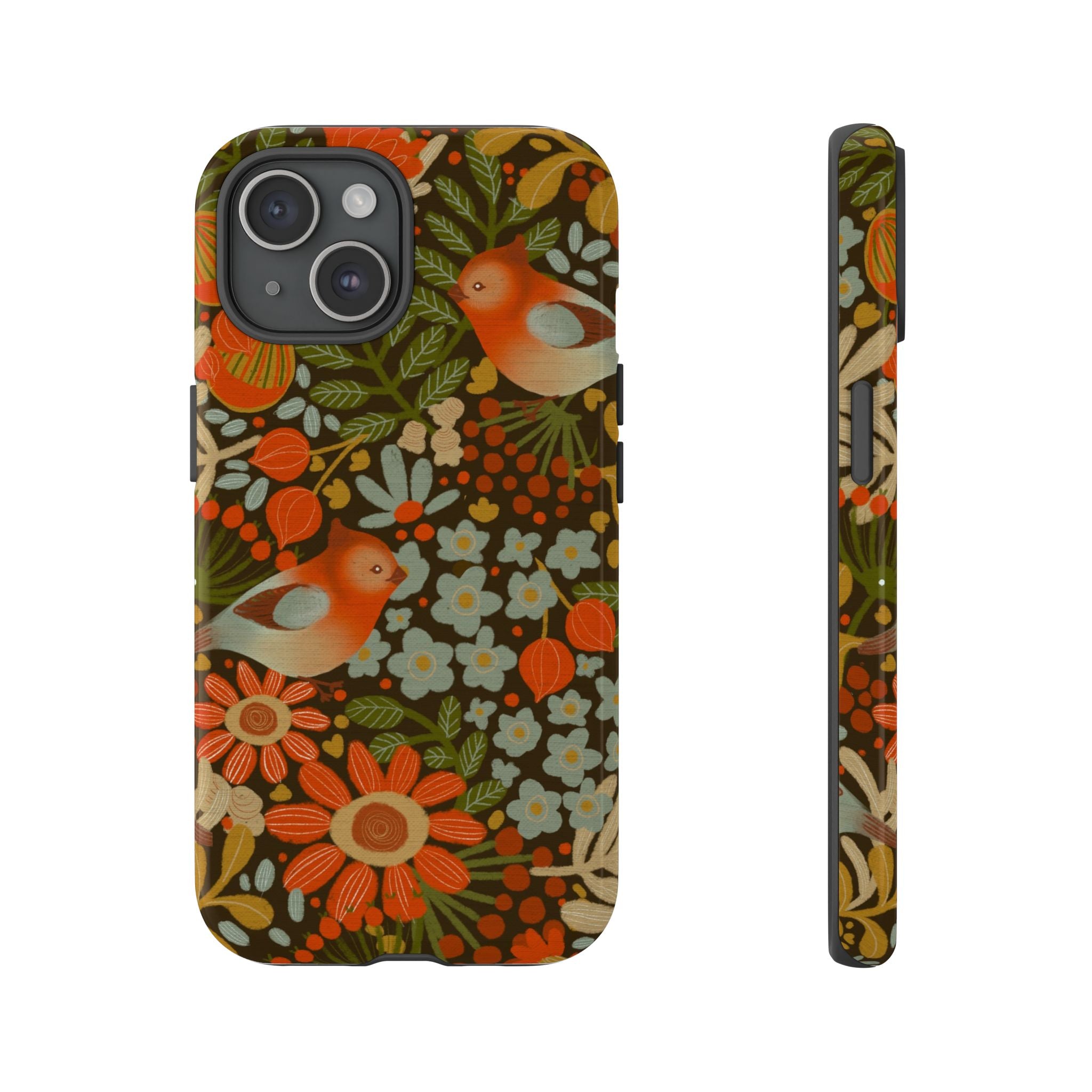 Retro Floral Birds Phone Case | Protective iPhone Cover