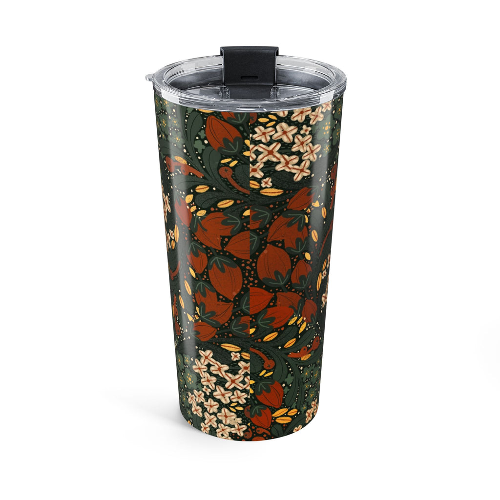 Autumn Floral Mandala Tumbler 20oz | Fall Leaves, Rust & Olive Pattern
