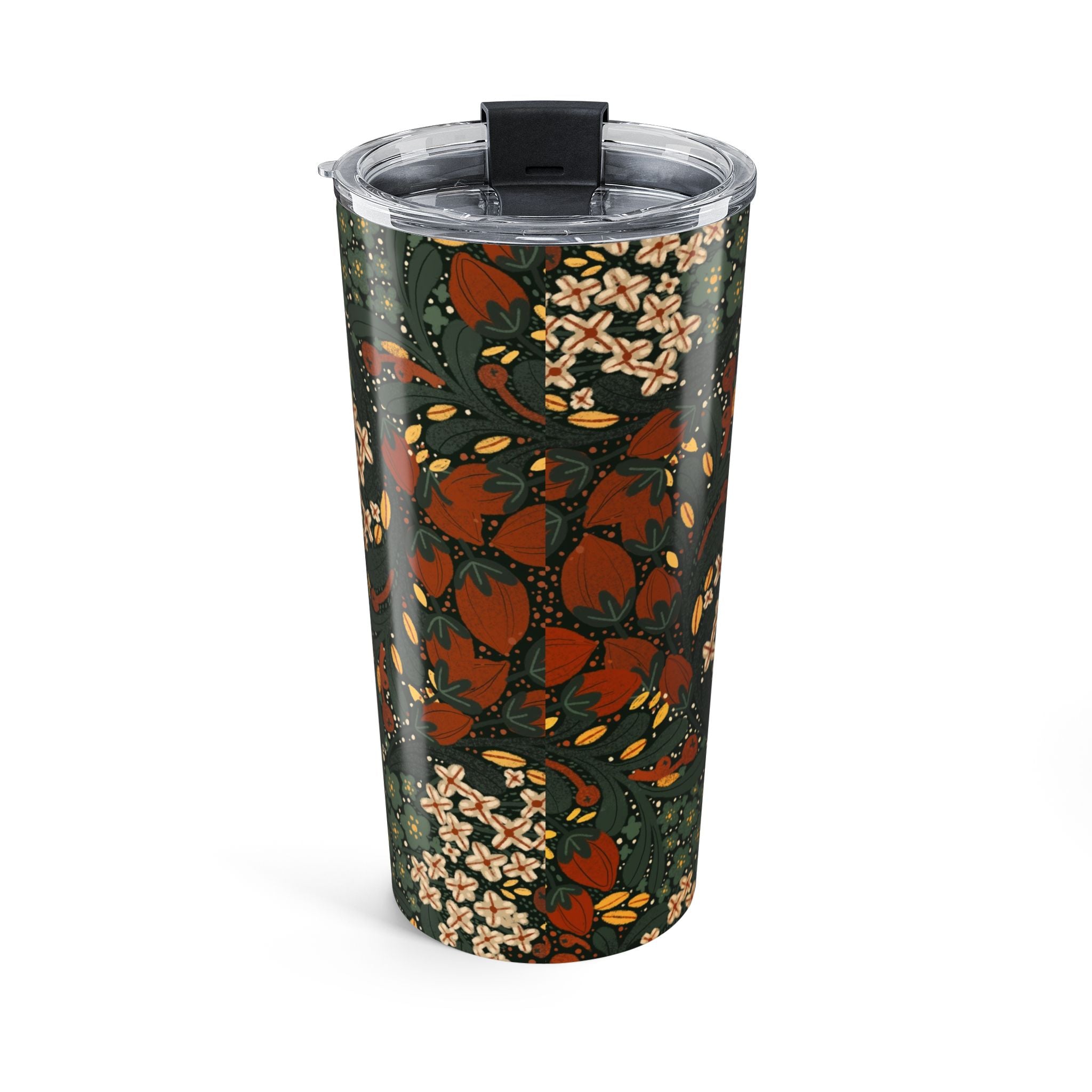 Autumn Floral Mandala Tumbler 20oz | Fall Leaves, Rust & Olive Pattern