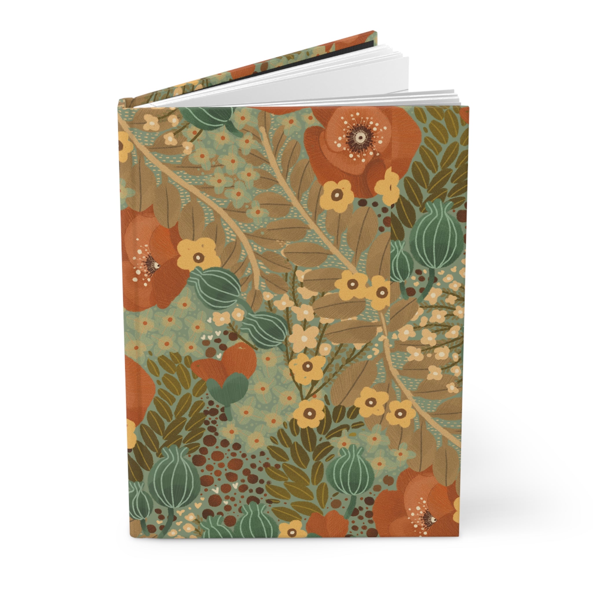 Botanical Floral Hardcover Journal — Vintage Earth Tone Flowers Notebook