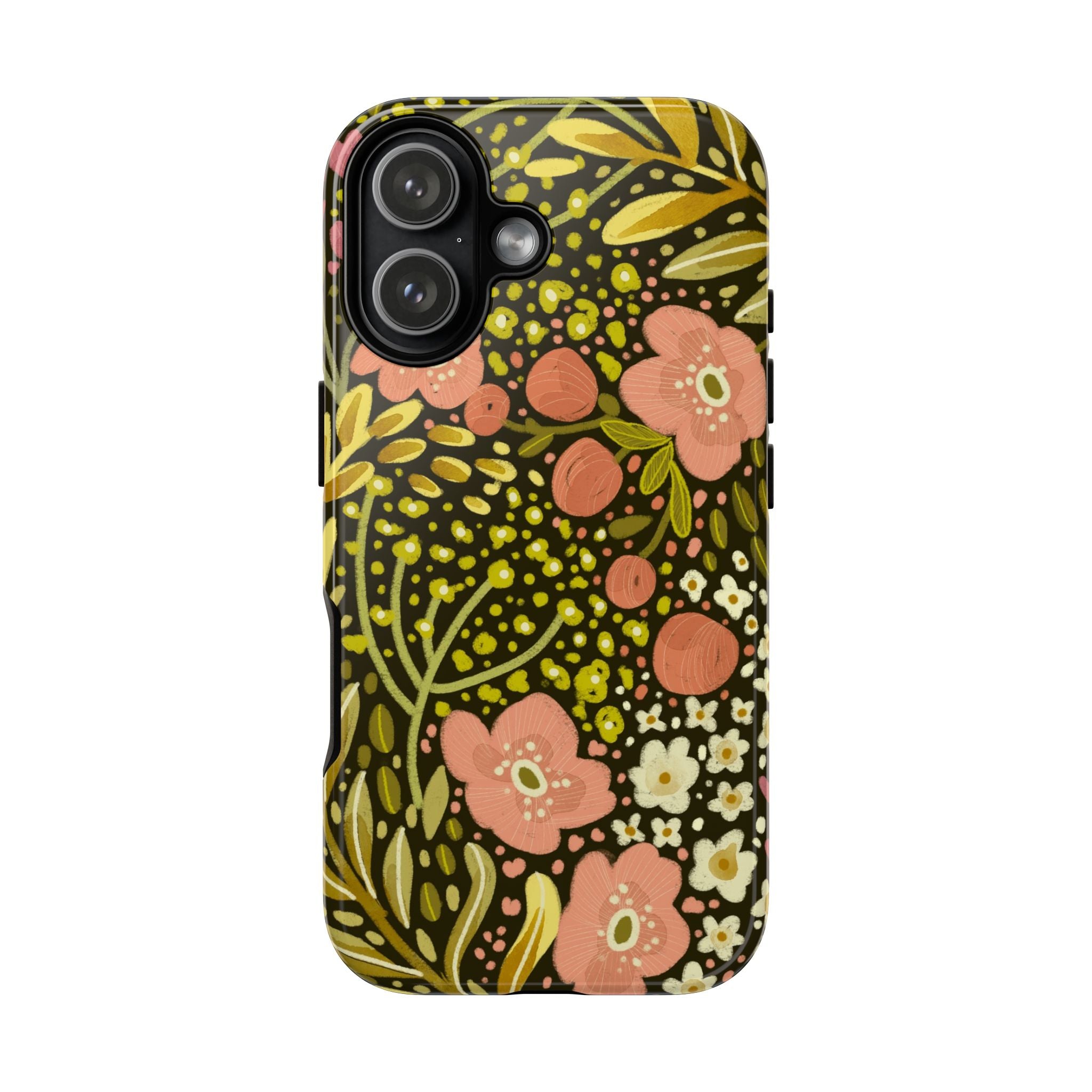 Vintage Floral Pattern Tough Case | Pink & Olive Botanical Phone Cover