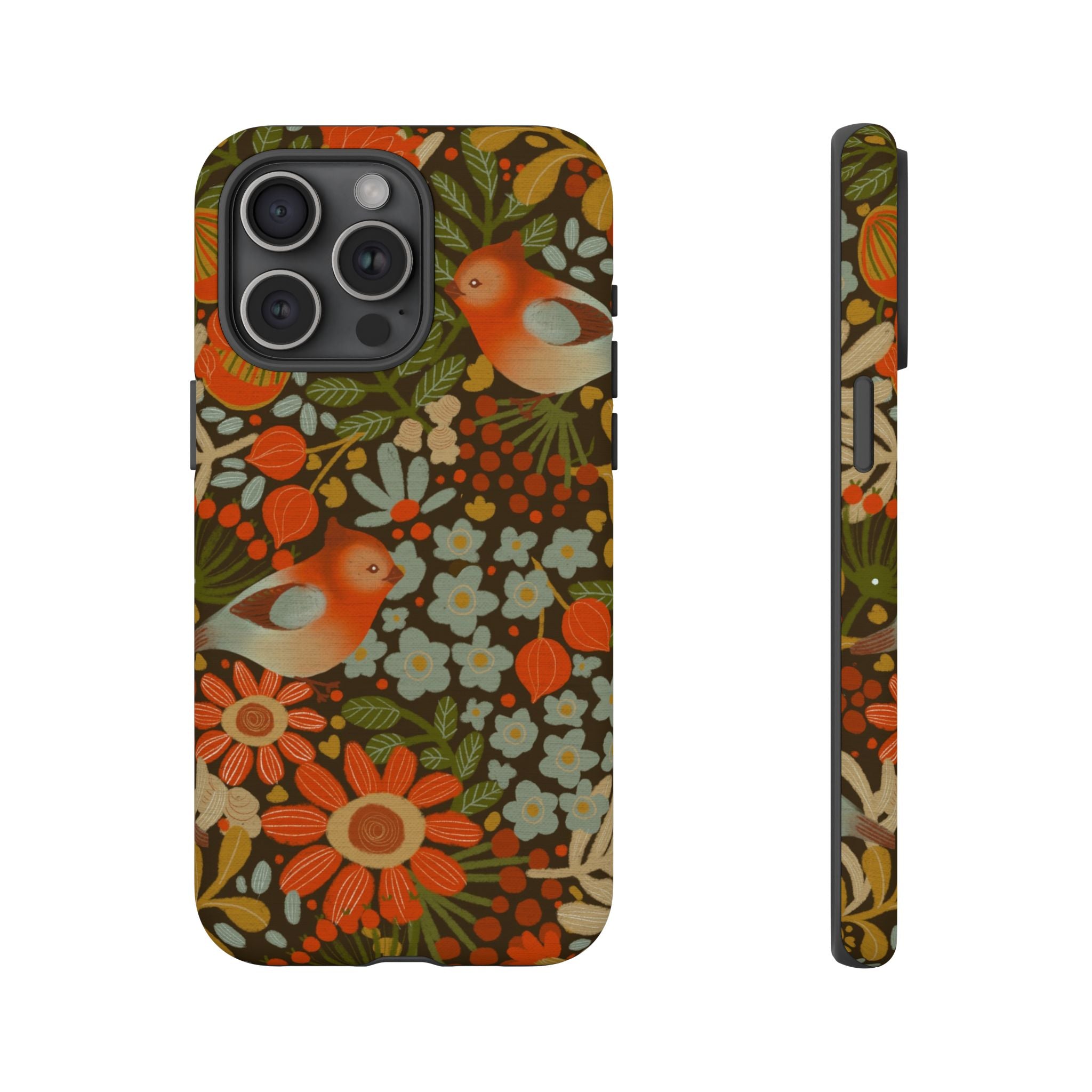 Retro Floral Birds Phone Case | Protective iPhone Cover