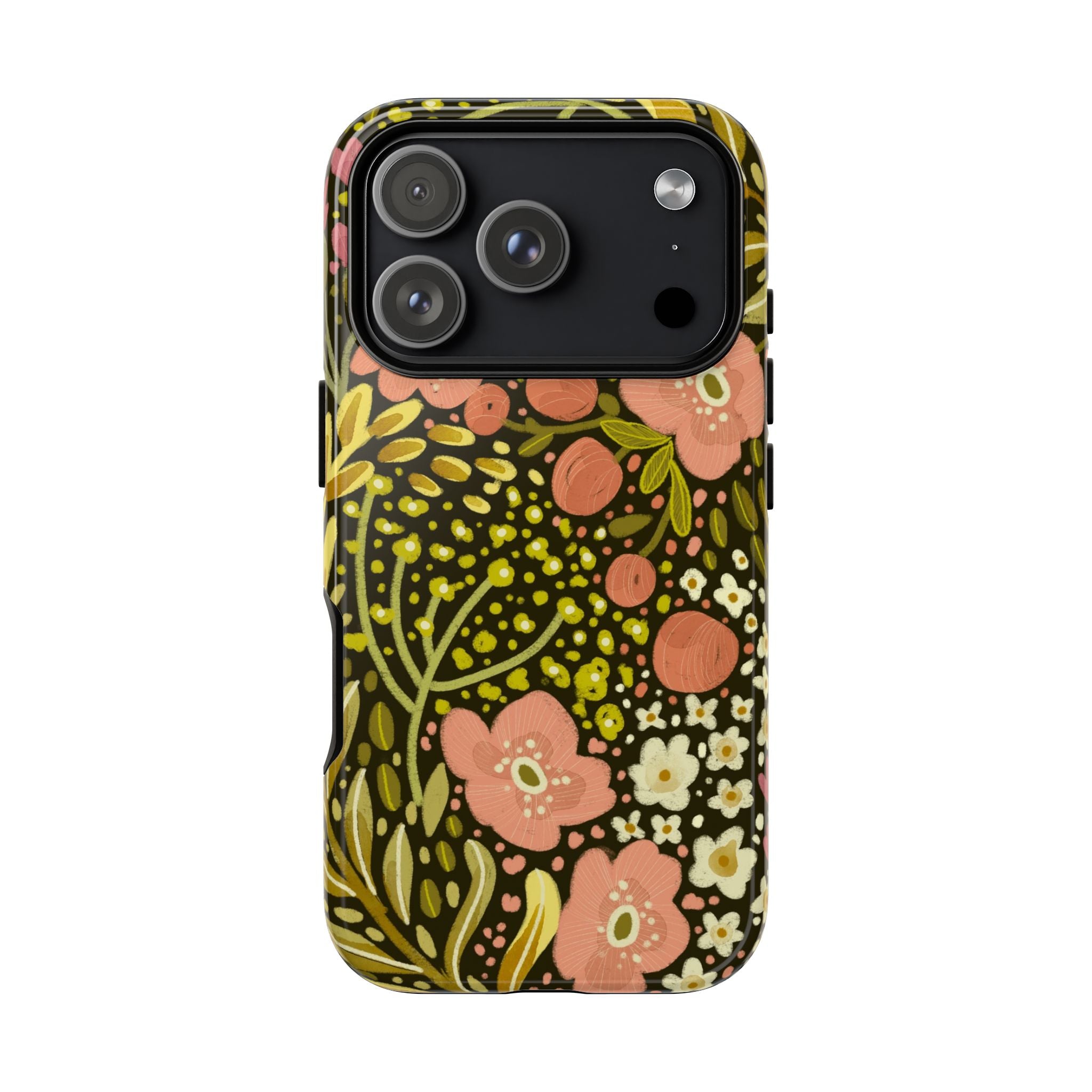 Vintage Floral Pattern Tough Case | Pink & Olive Botanical Phone Cover