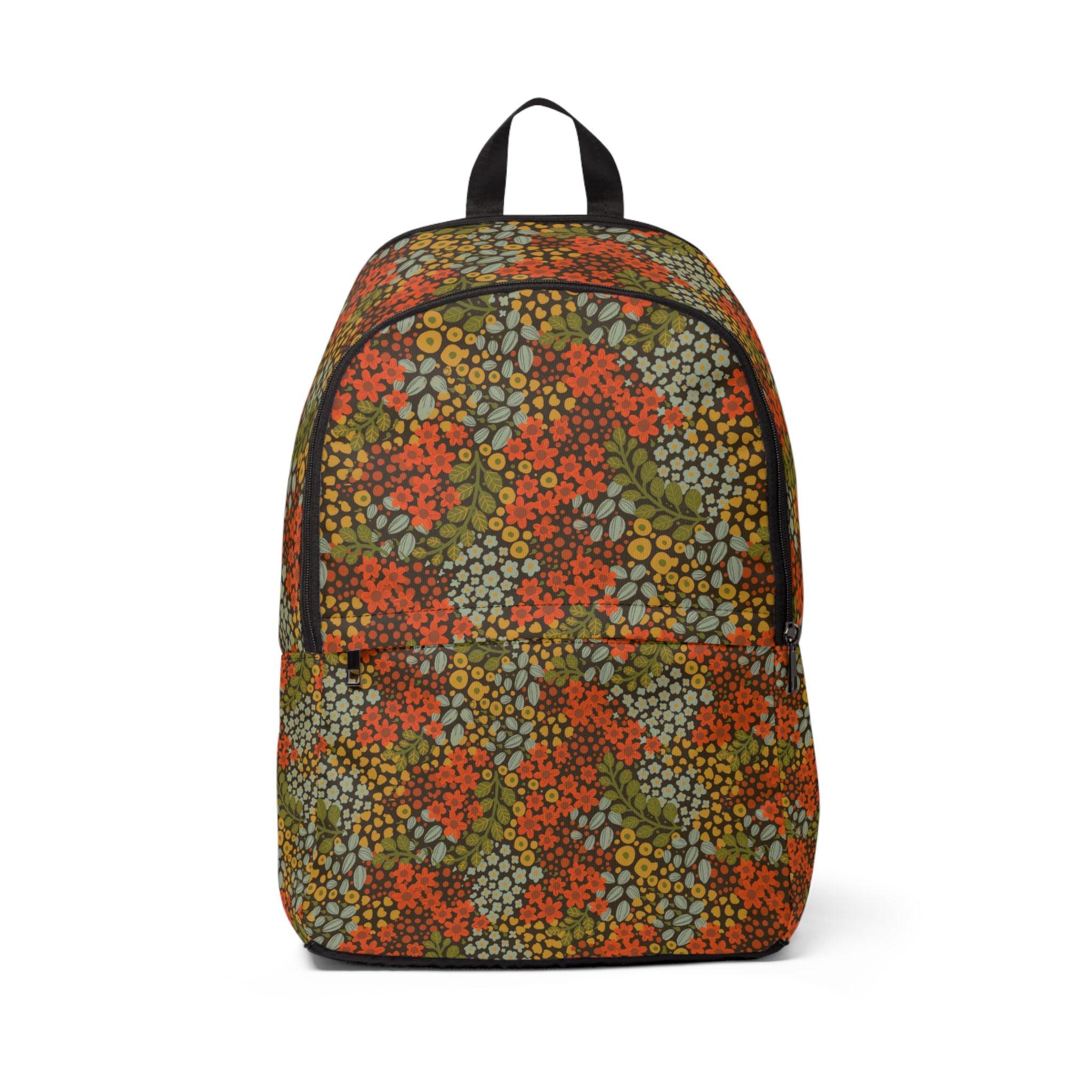 Retro Floral Pattern Fabric Backpack — Autumn Vintage Flower School Bag