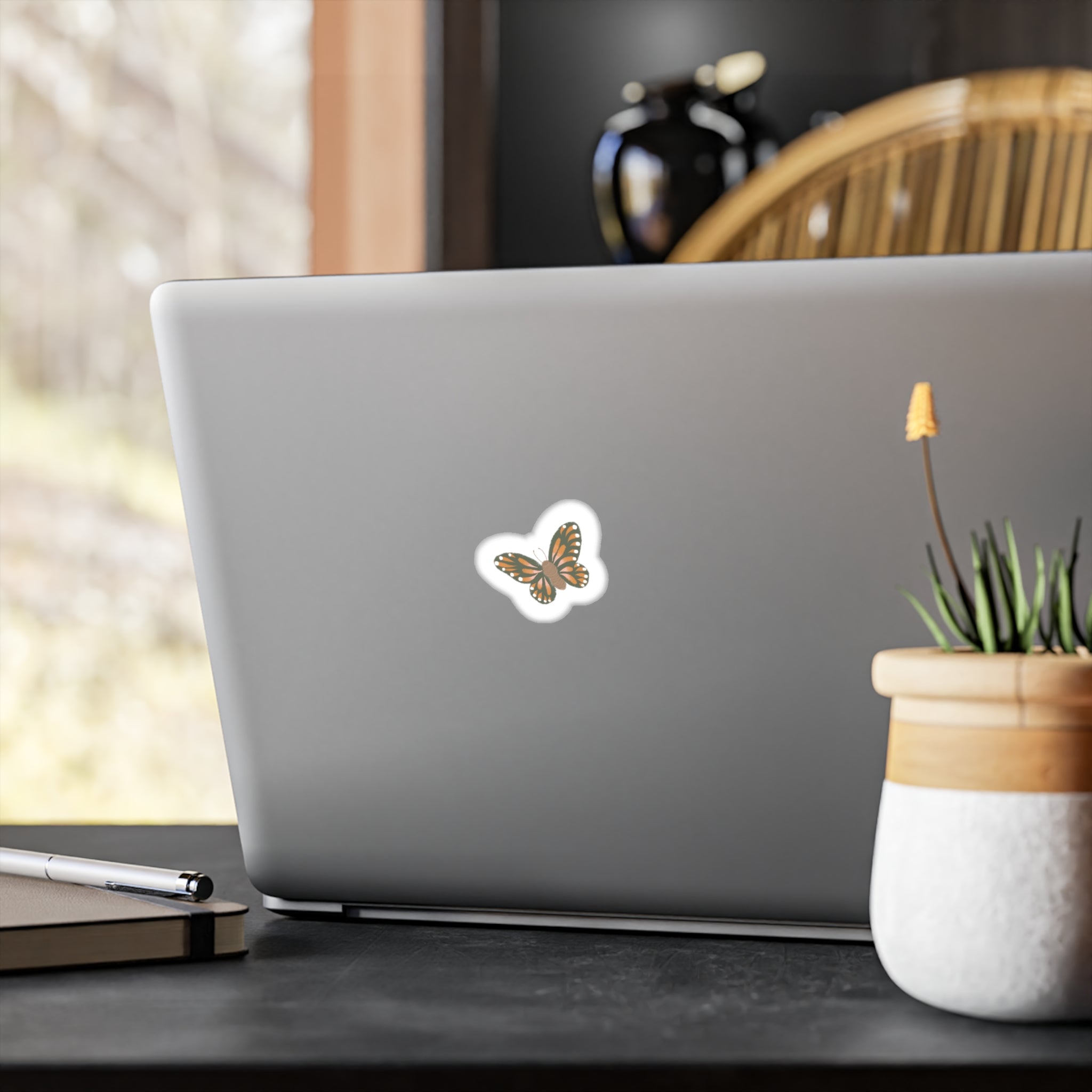 Monarch Butterfly Kiss-Cut Vinyl Sticker — Small Waterproof Decal for Laptops, Water Bottles & Windows