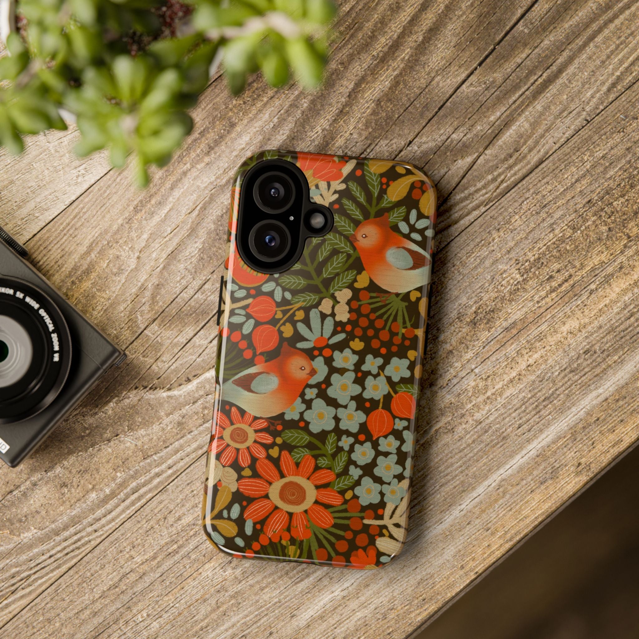 Retro Floral Birds Phone Case | Protective iPhone Cover