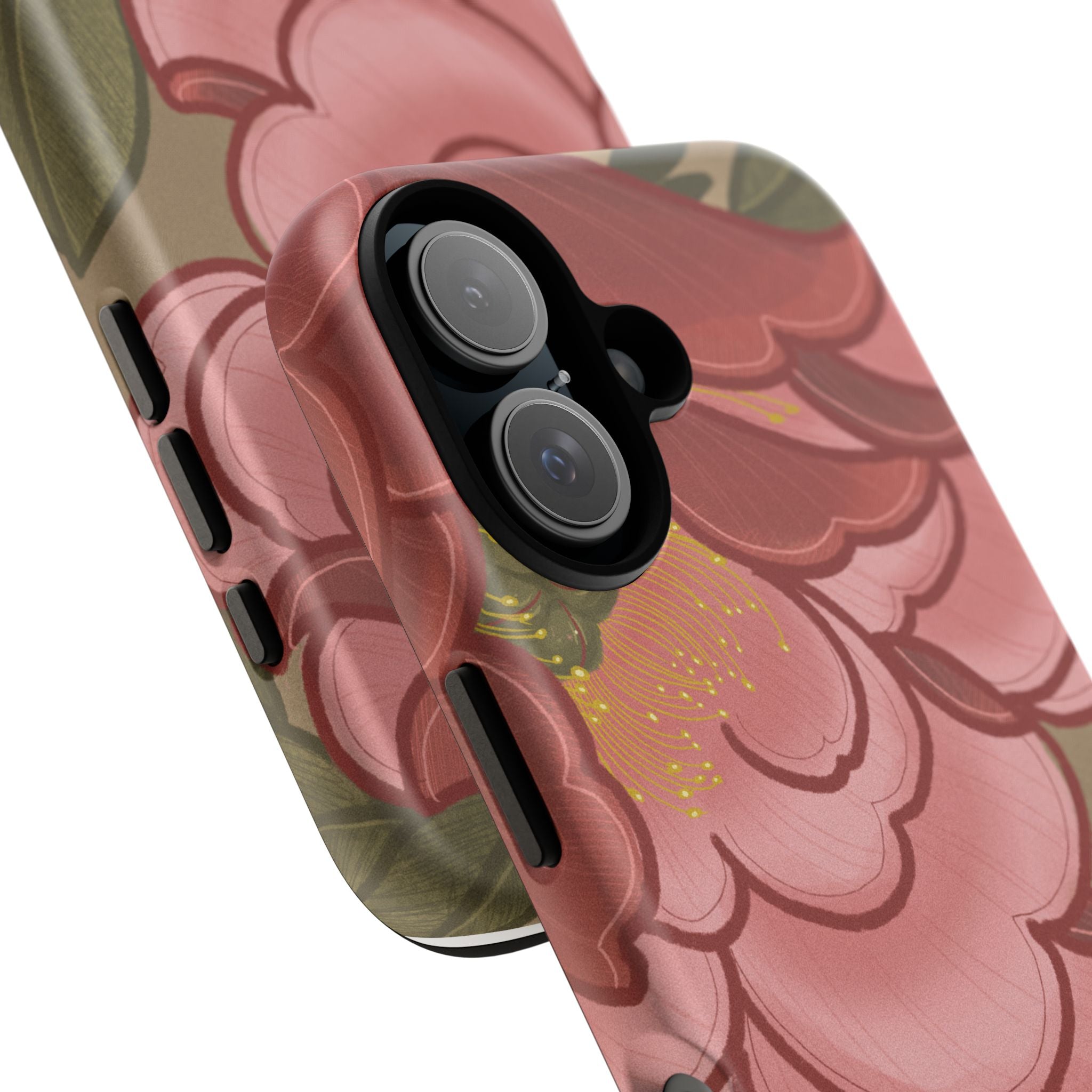 Floral Camellia Phone Case — Pink Garden Tough Protective Cover