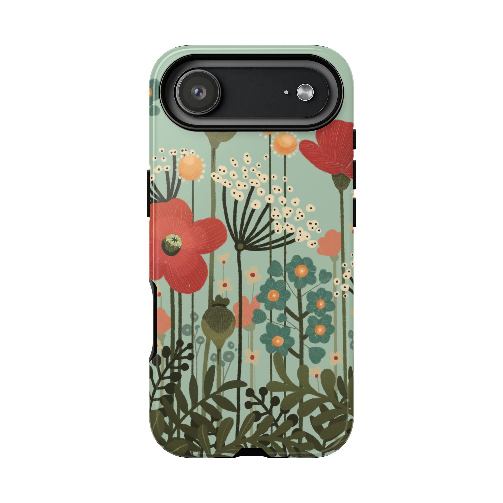 Floral Wildflower Tough Phone Case — Retro Poppy Garden Protective Cover