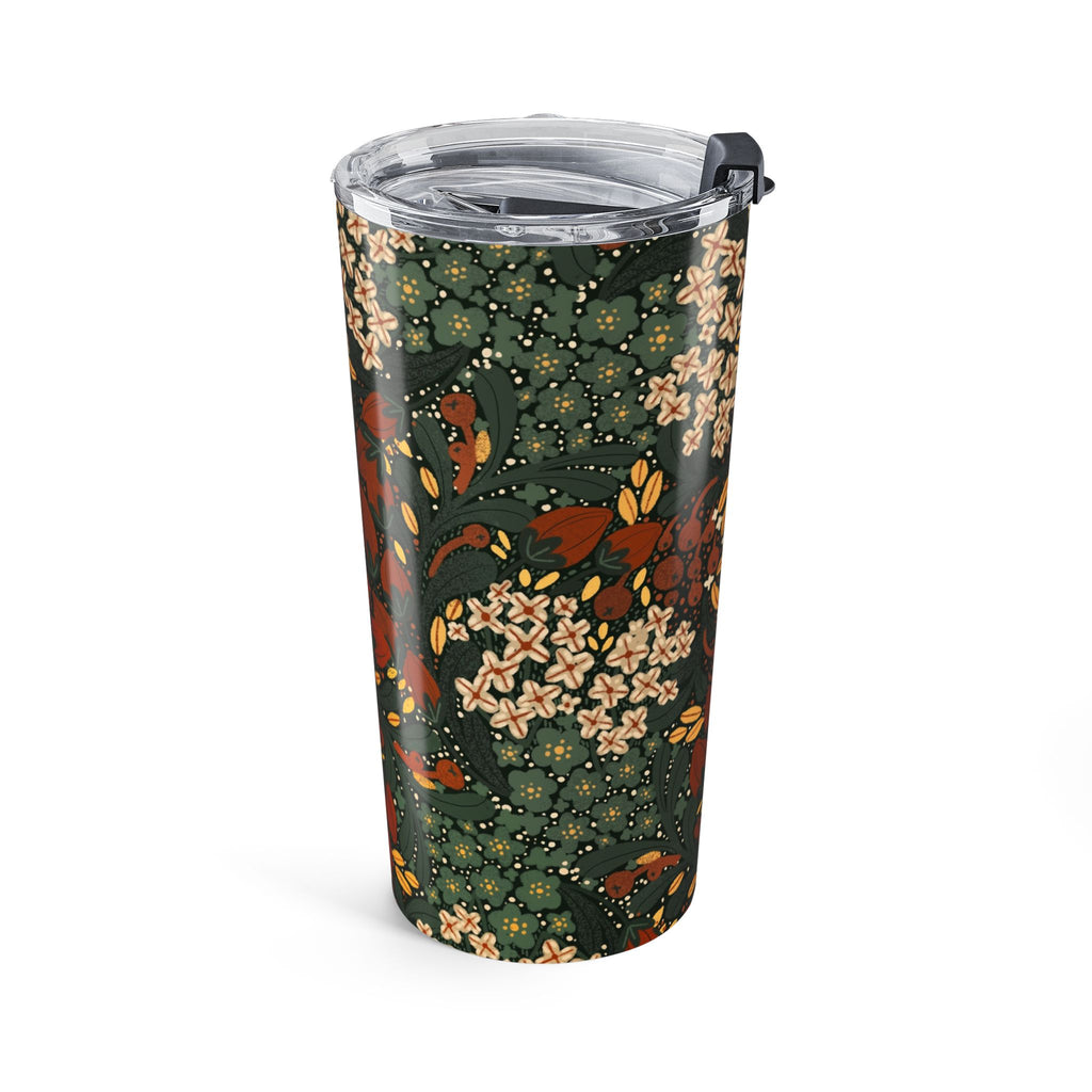 Autumn Floral Mandala Tumbler 20oz | Fall Leaves, Rust & Olive Pattern