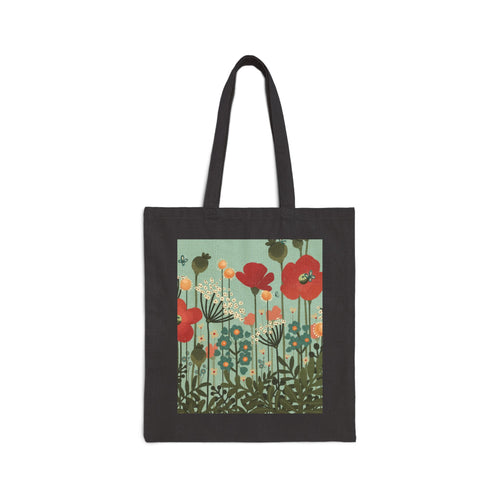Canvas Tote Bag — Vintage Poppy Floral Market Bag