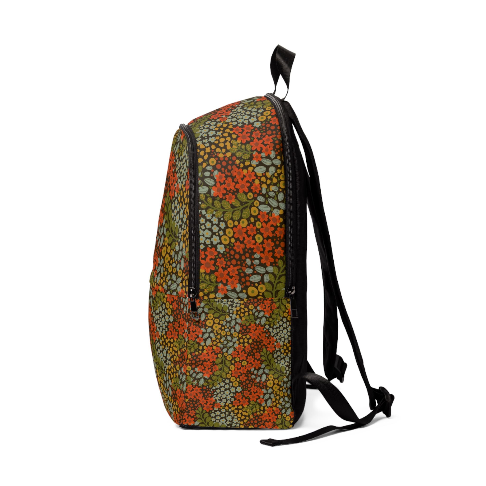 Retro Floral Pattern Fabric Backpack — Autumn Vintage Flower School Bag