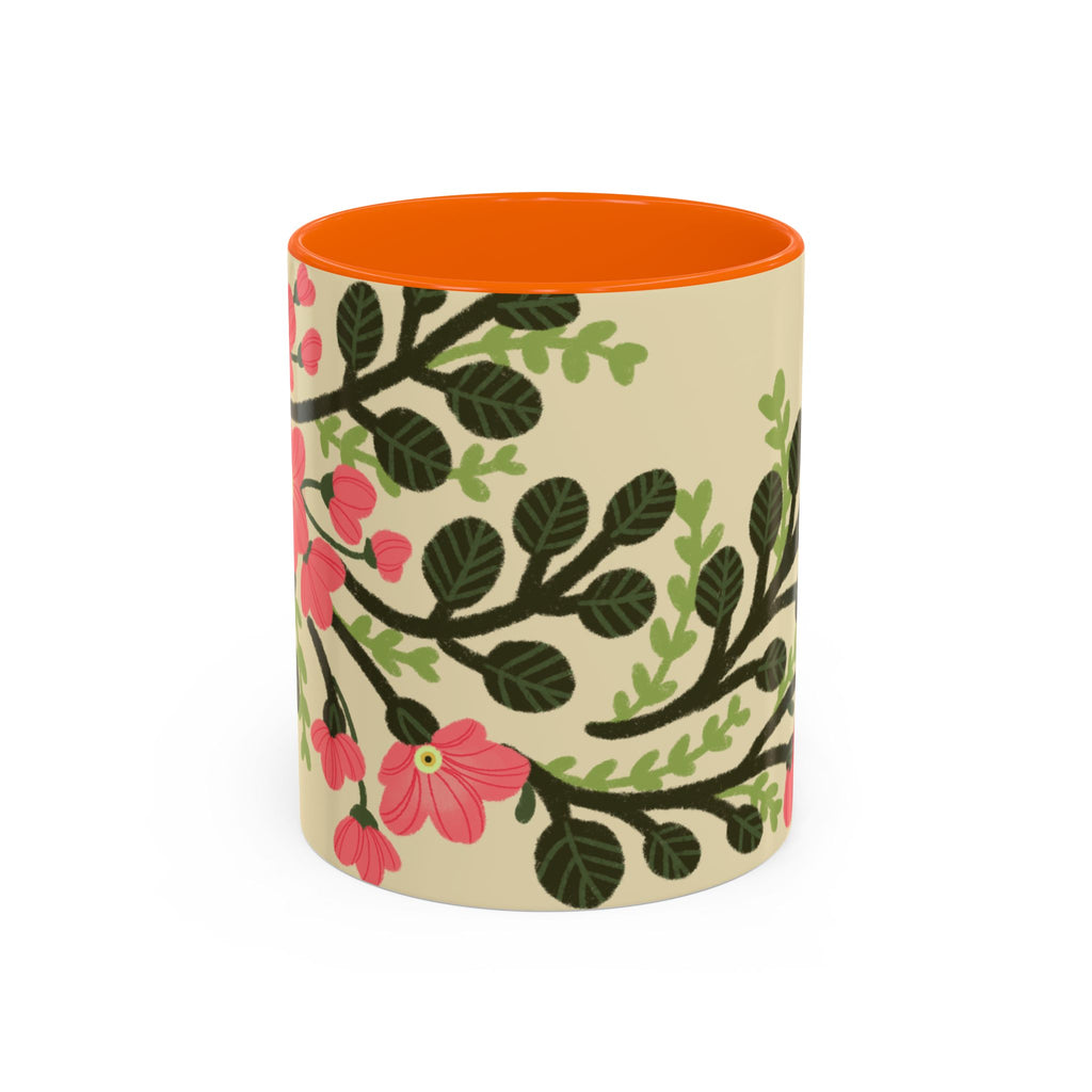 Floral Accent Coffee Mug - Pink Blossom Botanical Design (11/15oz)