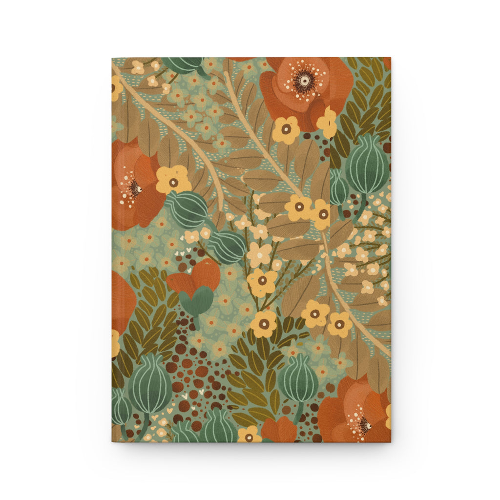 Botanical Floral Hardcover Journal — Vintage Earth Tone Flowers Notebook