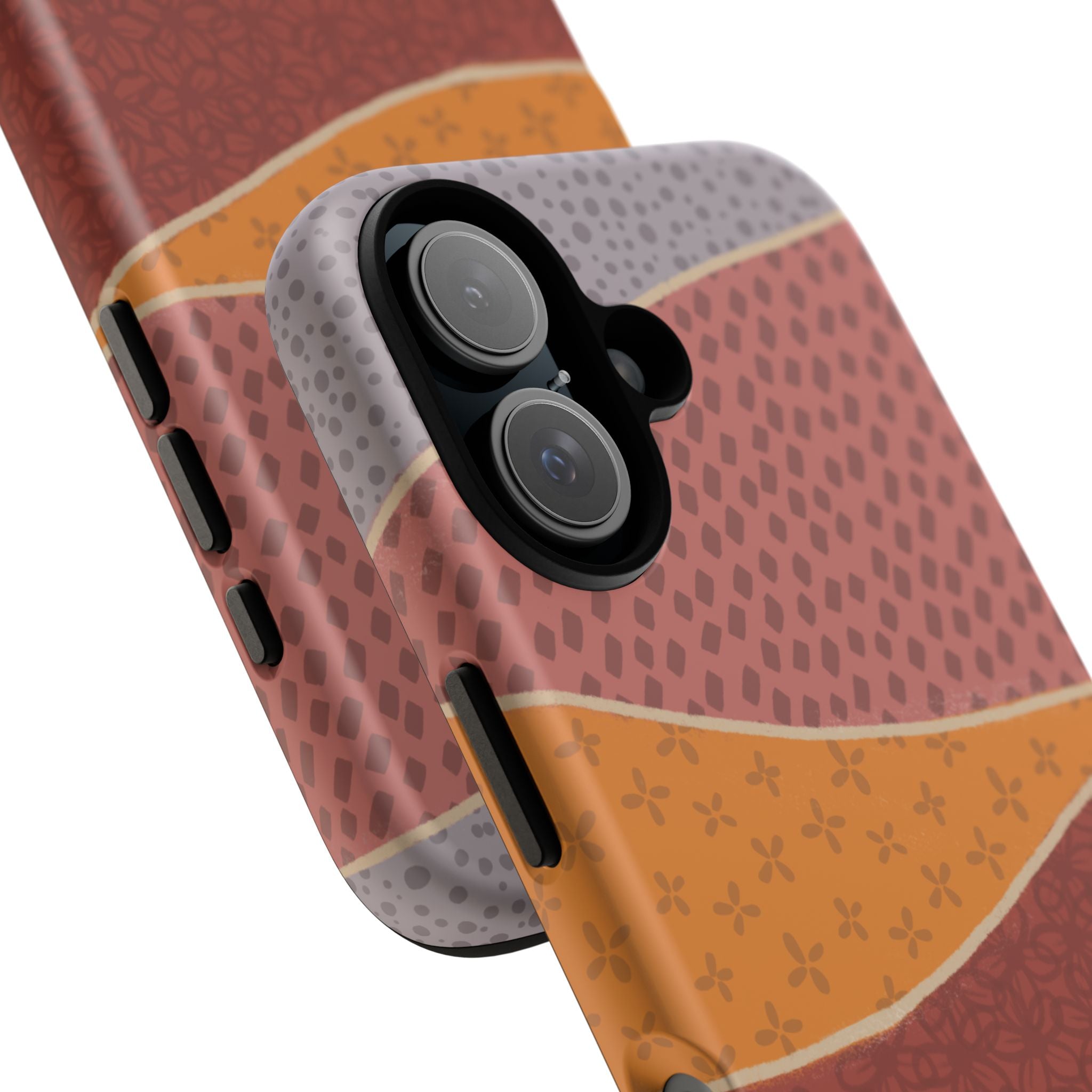 Retro Earth Tone Phone Case — Abstract Layered Pattern Tough Case