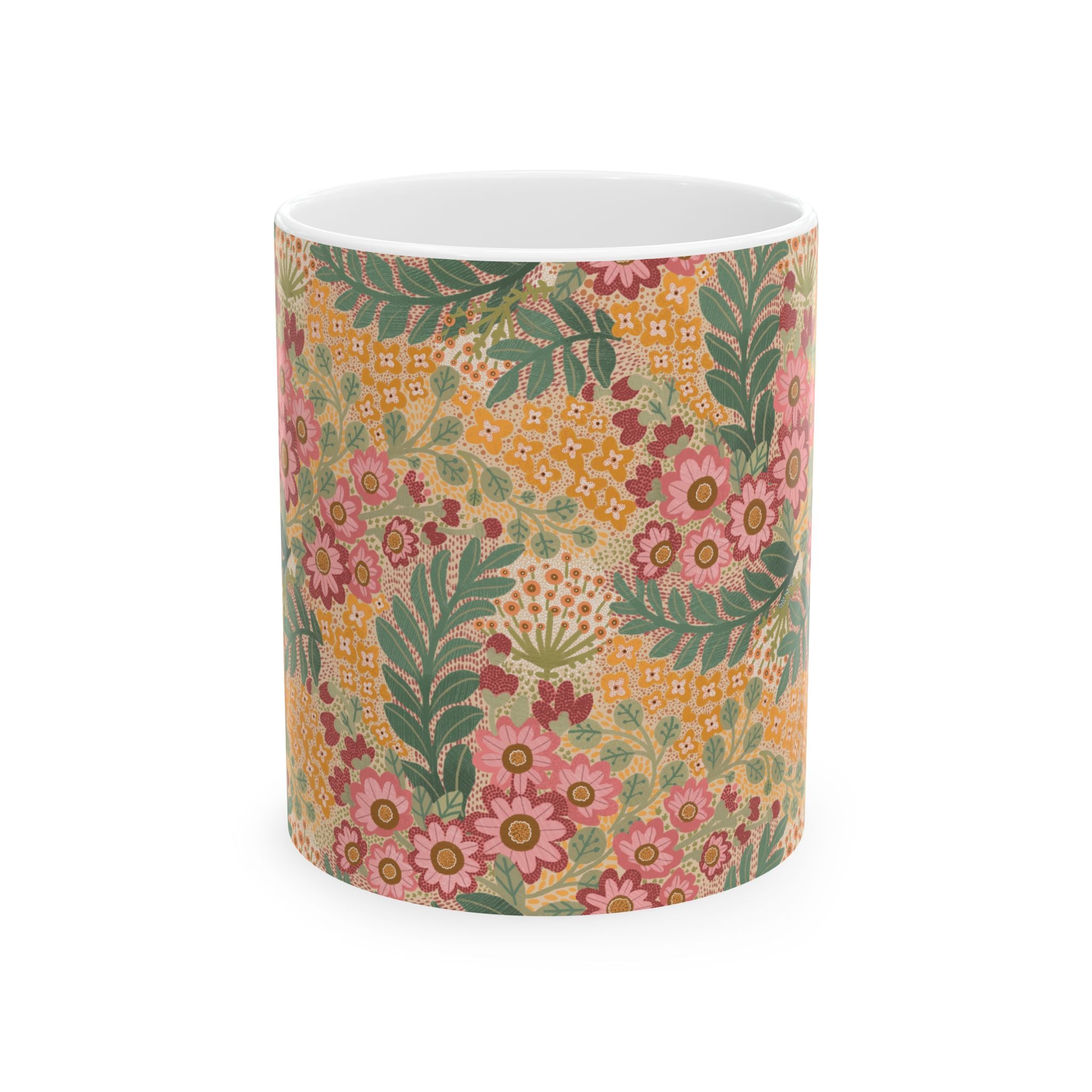 Floral Vintage Ceramic Mug — Retro Cottagecore 11oz & 15oz