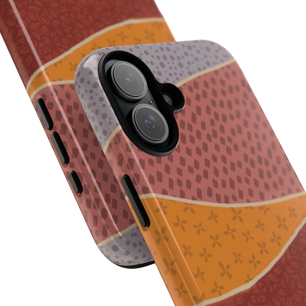 Retro Earth Tone Phone Case — Abstract Layered Pattern Tough Case
