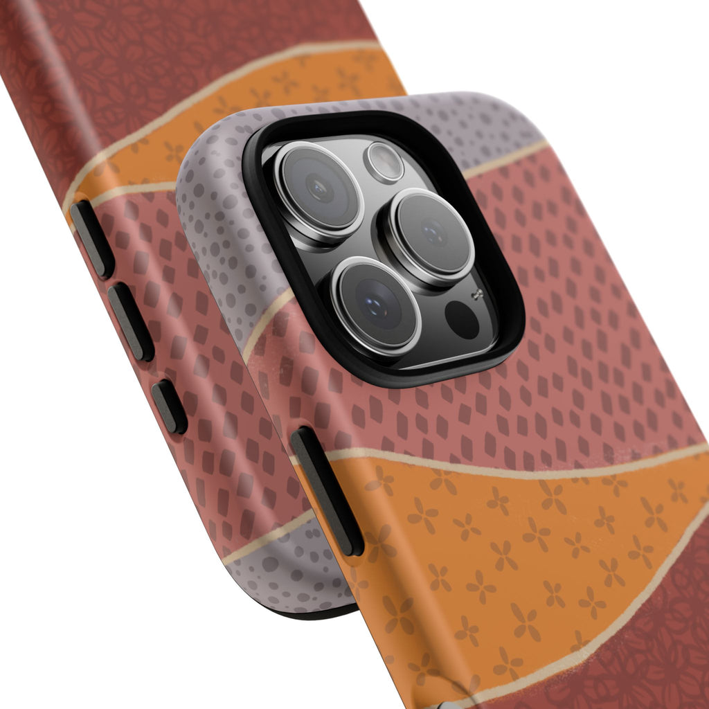 Retro Earth Tone Phone Case — Abstract Layered Pattern Tough Case