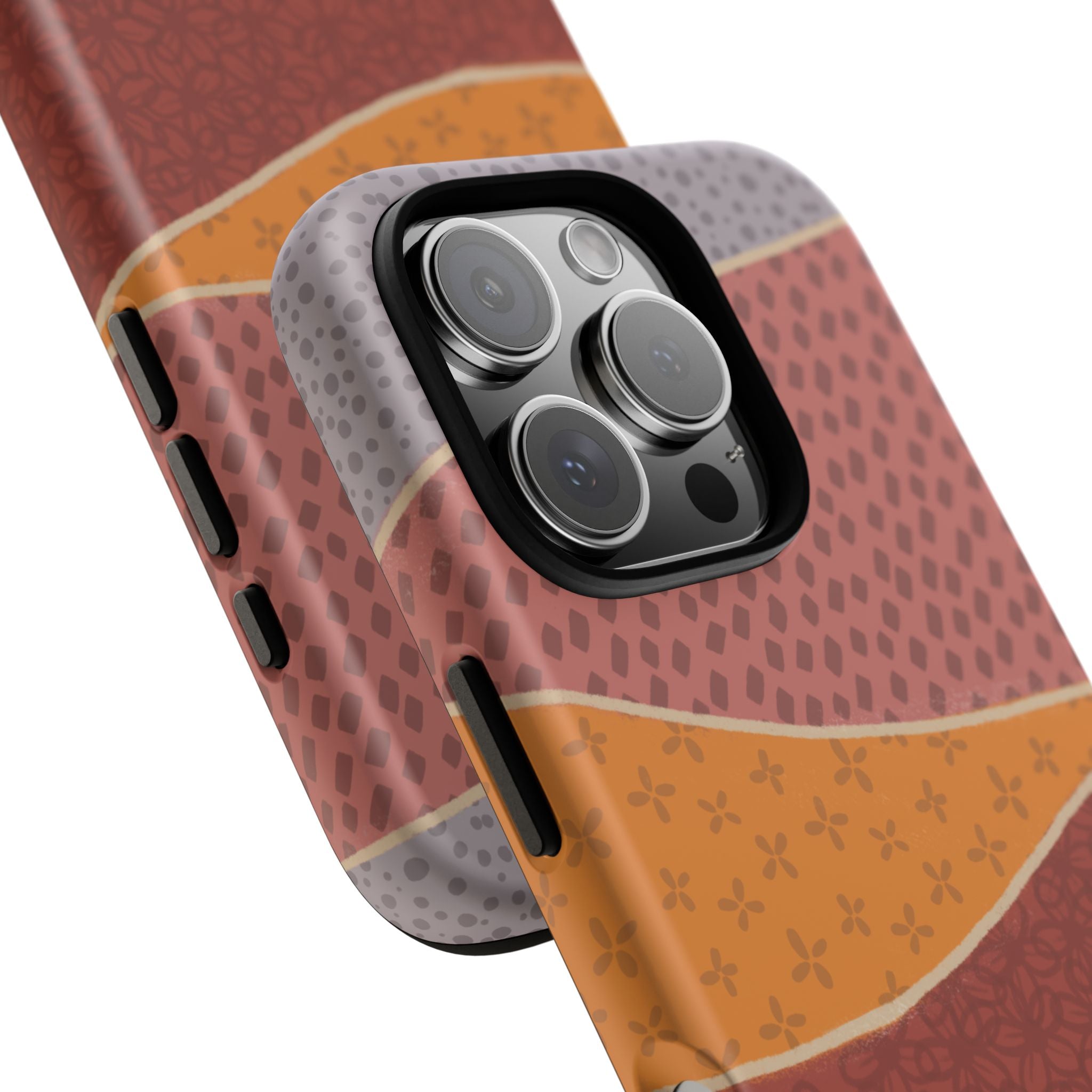 Retro Earth Tone Phone Case — Abstract Layered Pattern Tough Case