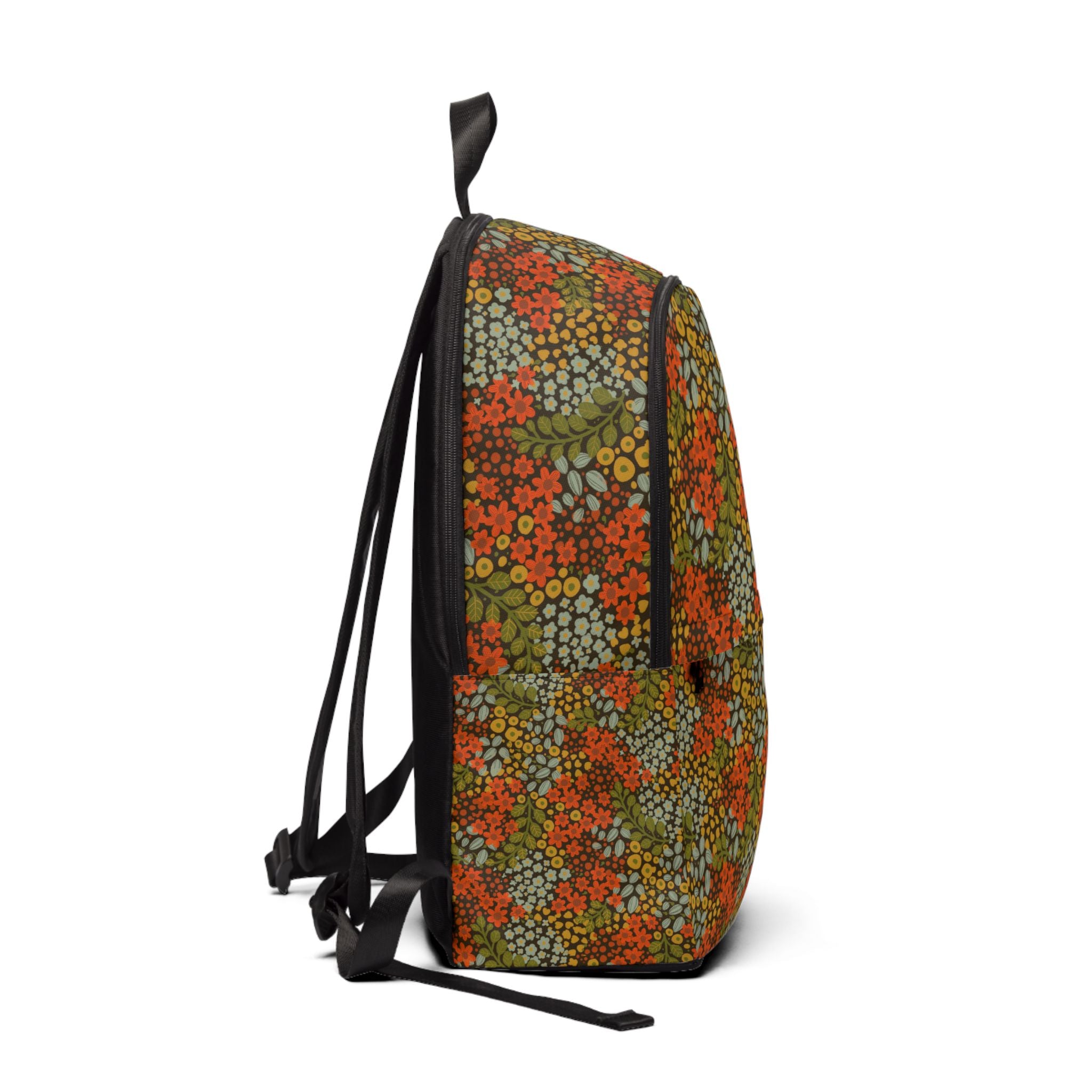 Retro Floral Pattern Fabric Backpack — Autumn Vintage Flower School Bag