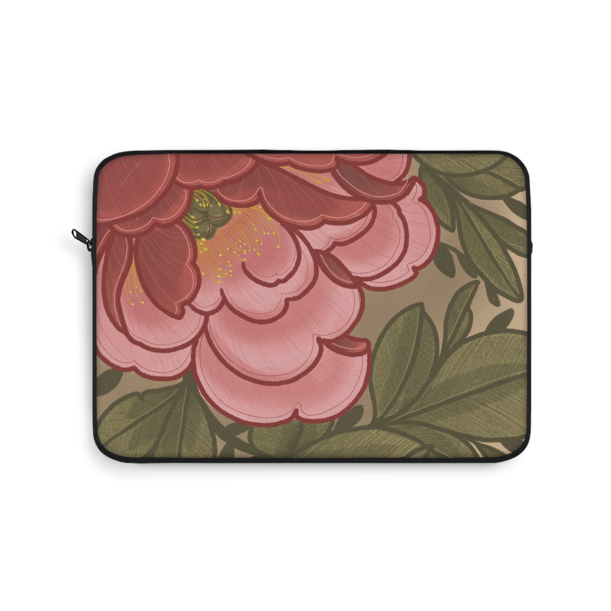 Floral Peony Laptop Sleeve — Pink Vintage Botanical Sleeve