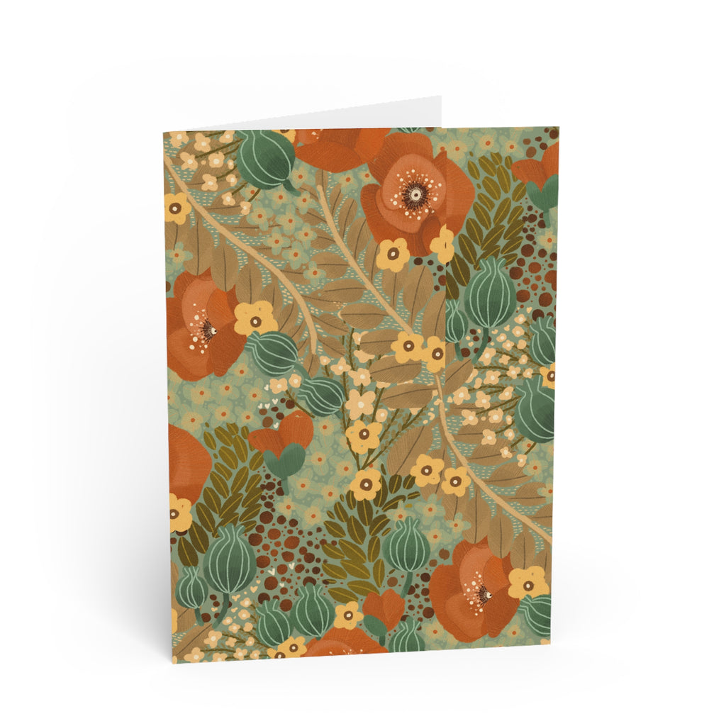 Autumn Wildflower Pattern Greeting Card — Rustic Floral Note Card for Fall, Thanksgiving, & Everyday