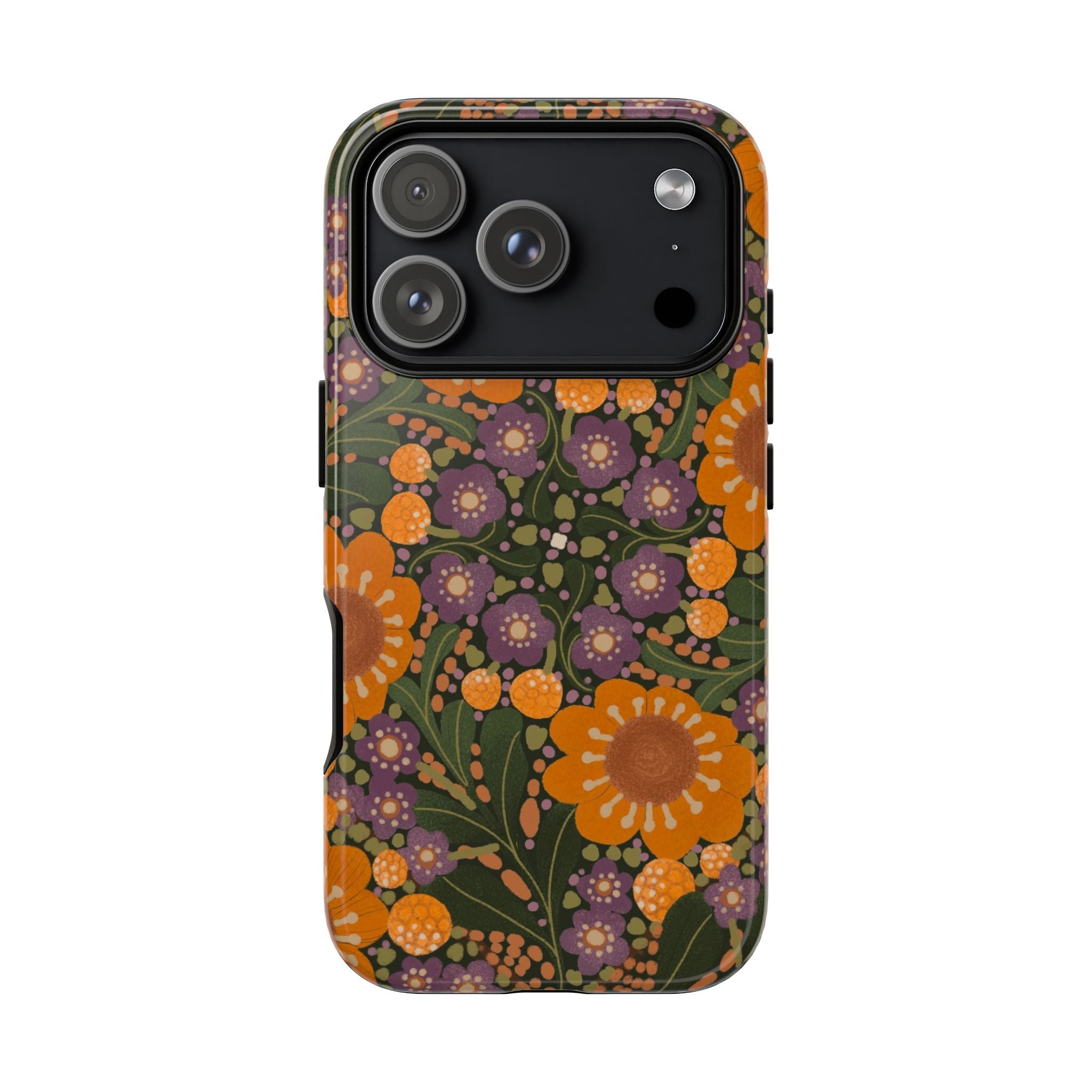 Retro Orange Floral Phone Case | Tough Case