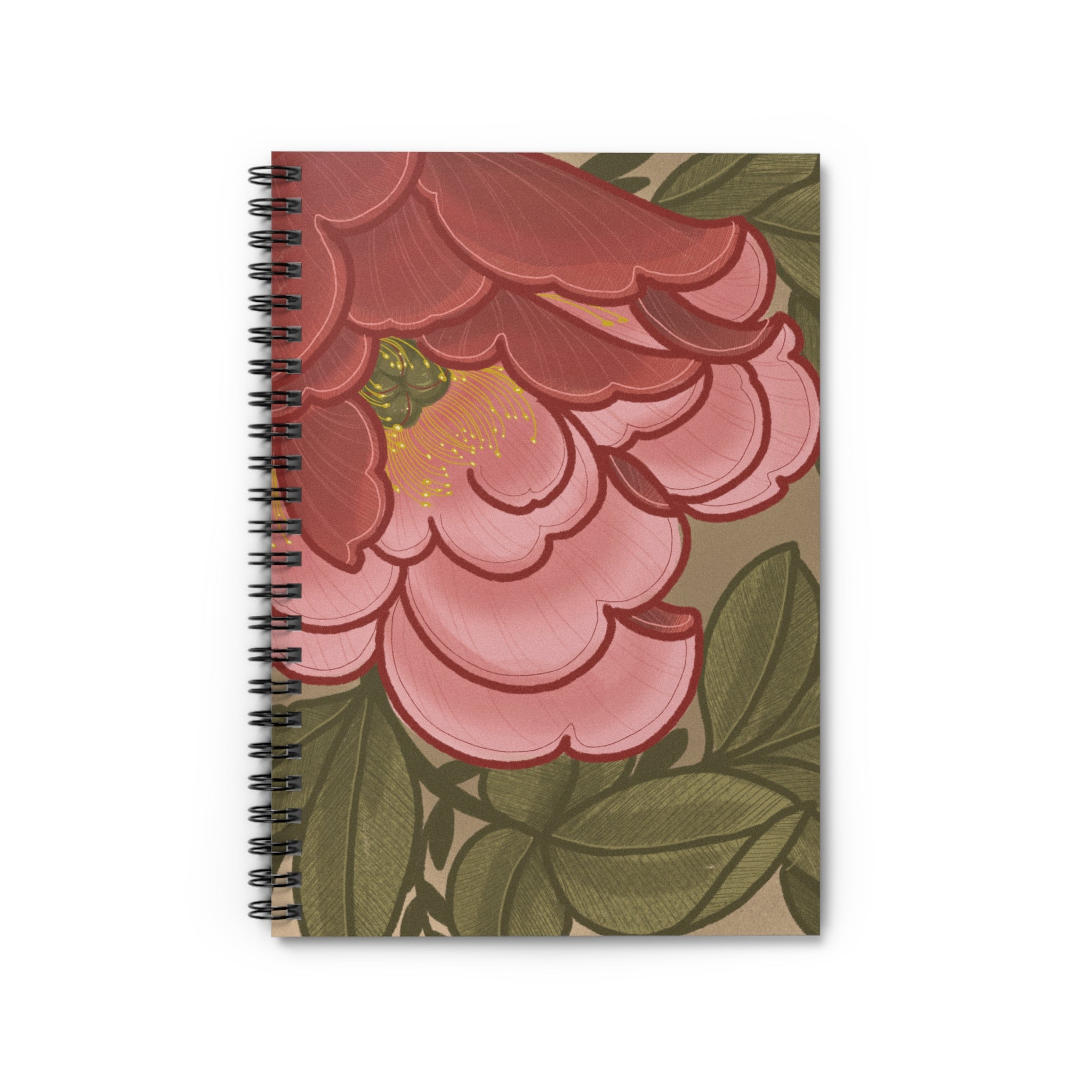 Floral Peony Spiral Notebook — Pink Garden Ruled Journal