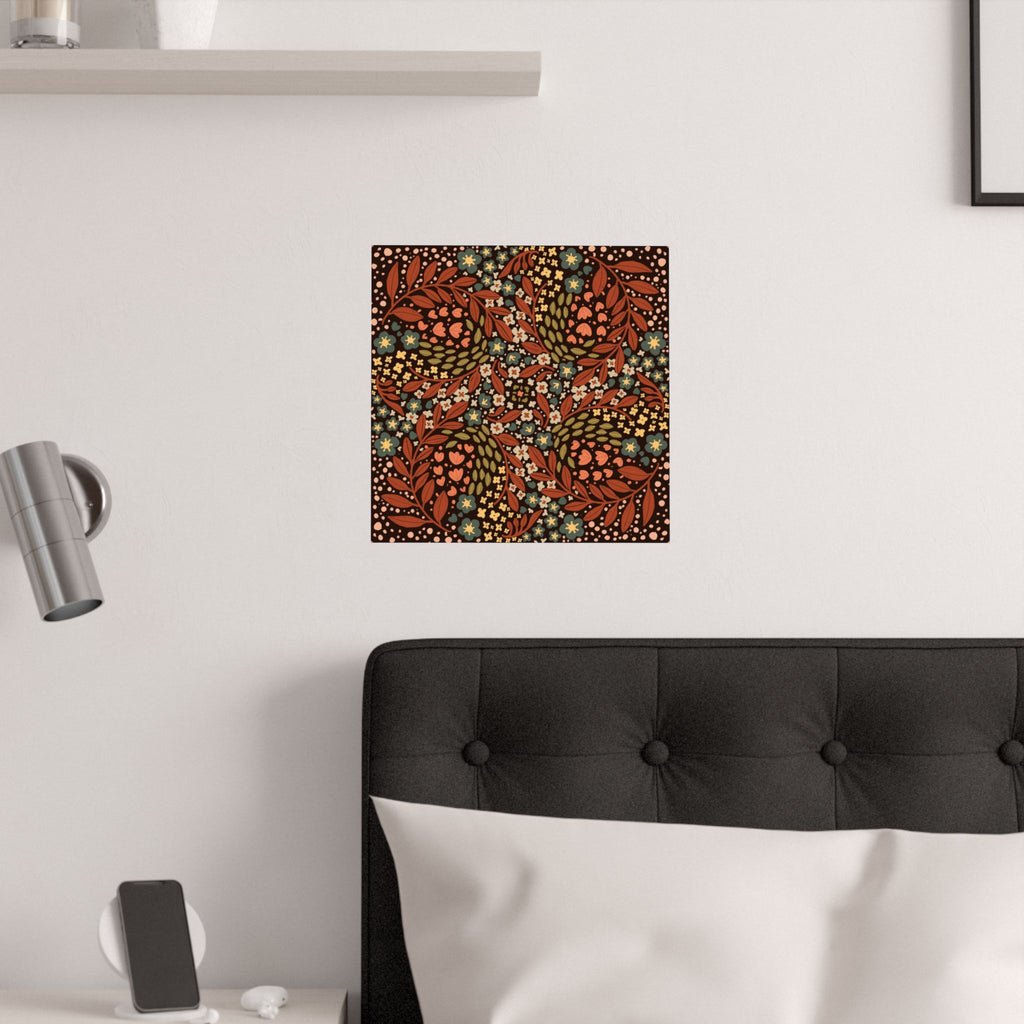 Retro Floral Pattern Satin Poster