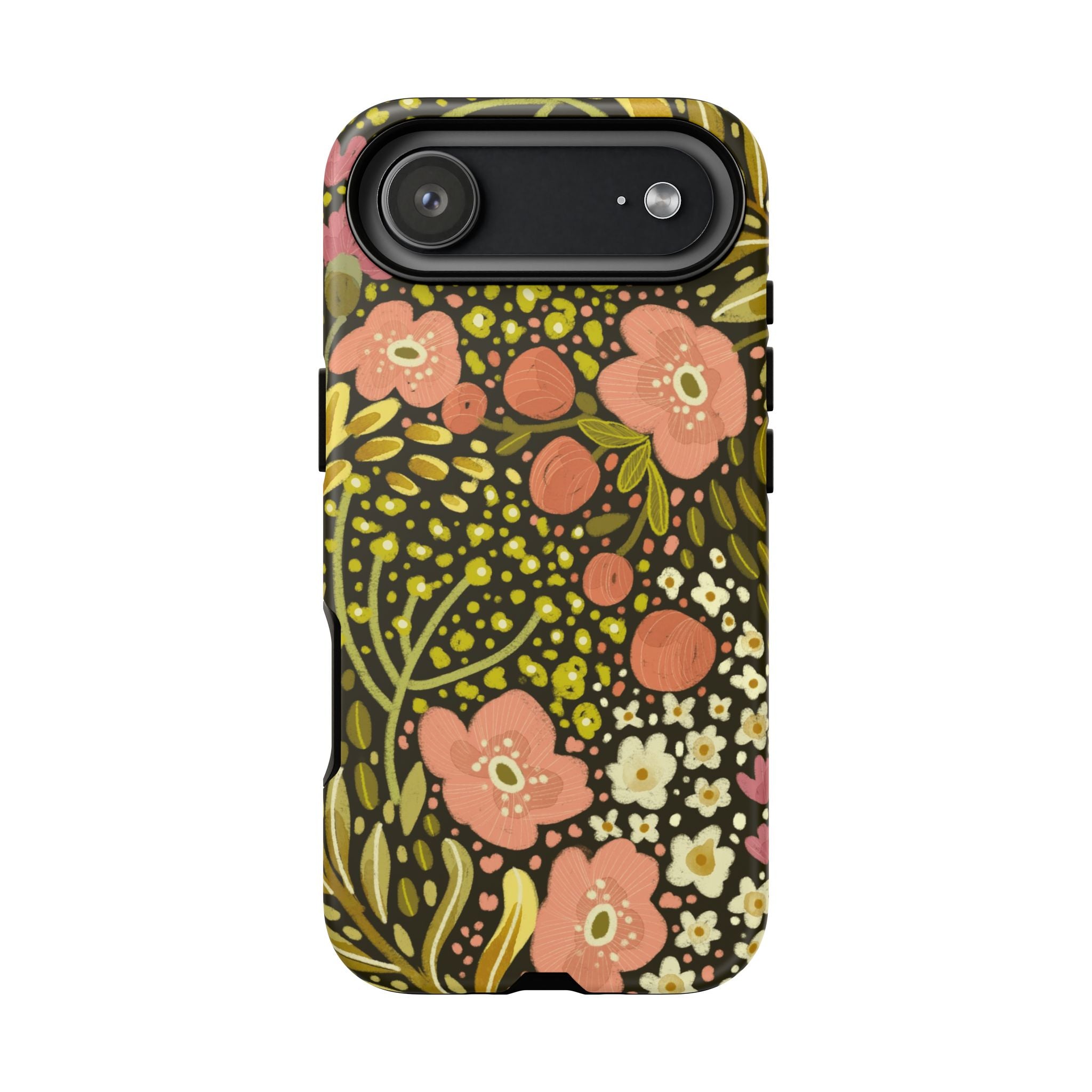 Vintage Floral Pattern Tough Case | Pink & Olive Botanical Phone Cover