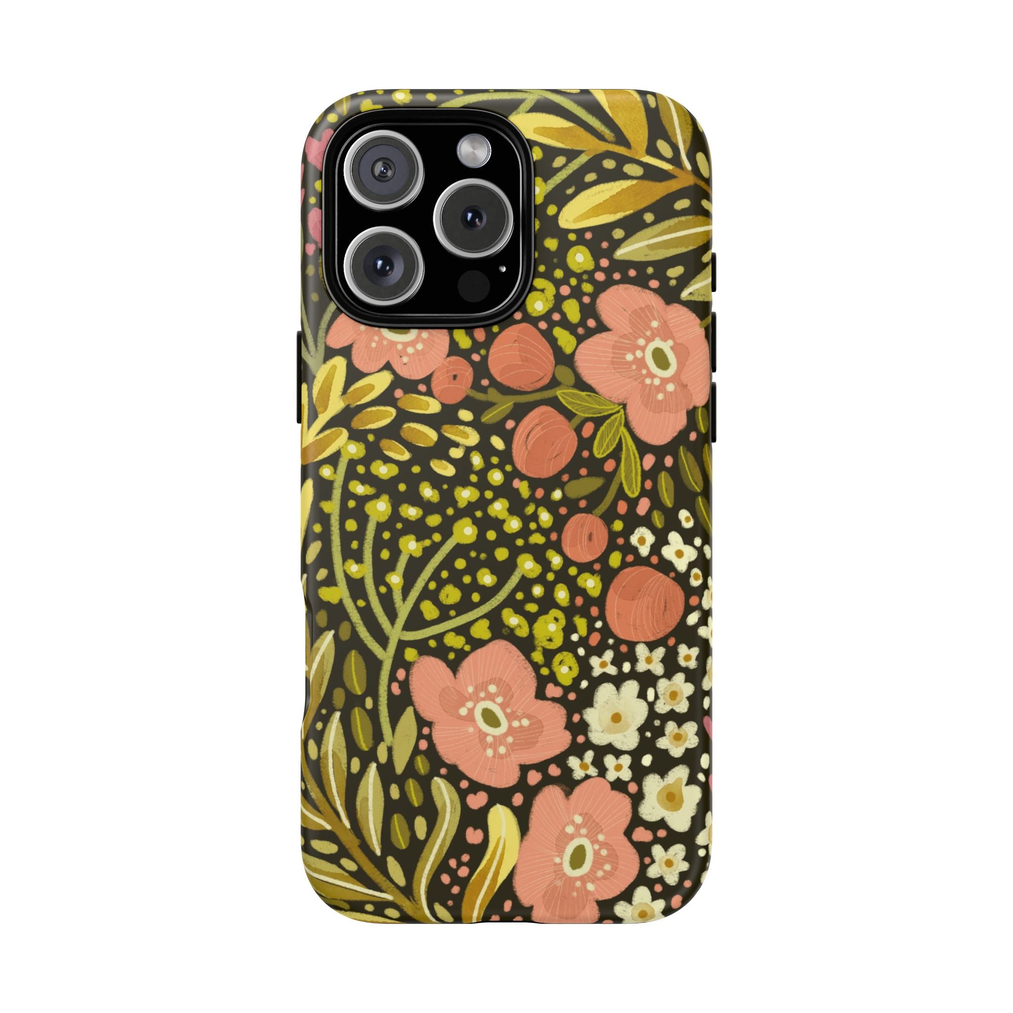Vintage Floral Pattern Tough Case | Pink & Olive Botanical Phone Cover