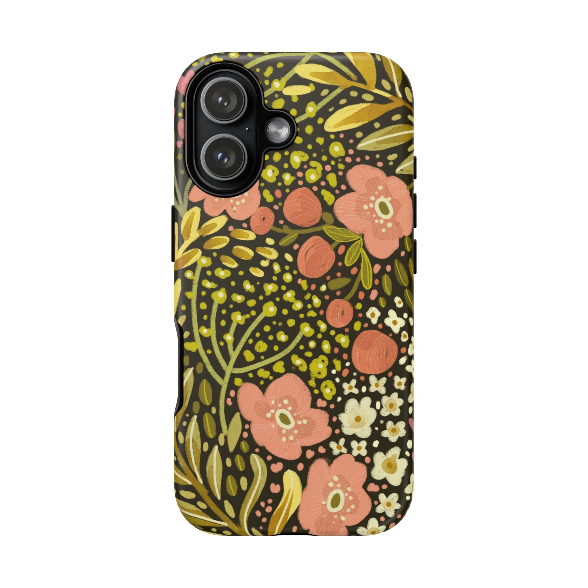 Vintage Floral Pattern Tough Case | Pink & Olive Botanical Phone Cover