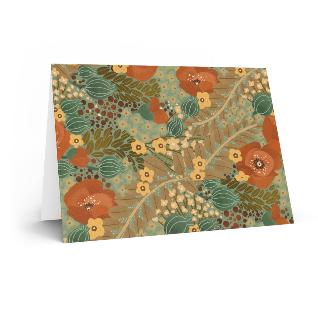 Autumn Wildflower Pattern Greeting Card — Rustic Floral Note Card for Fall, Thanksgiving, & Everyday