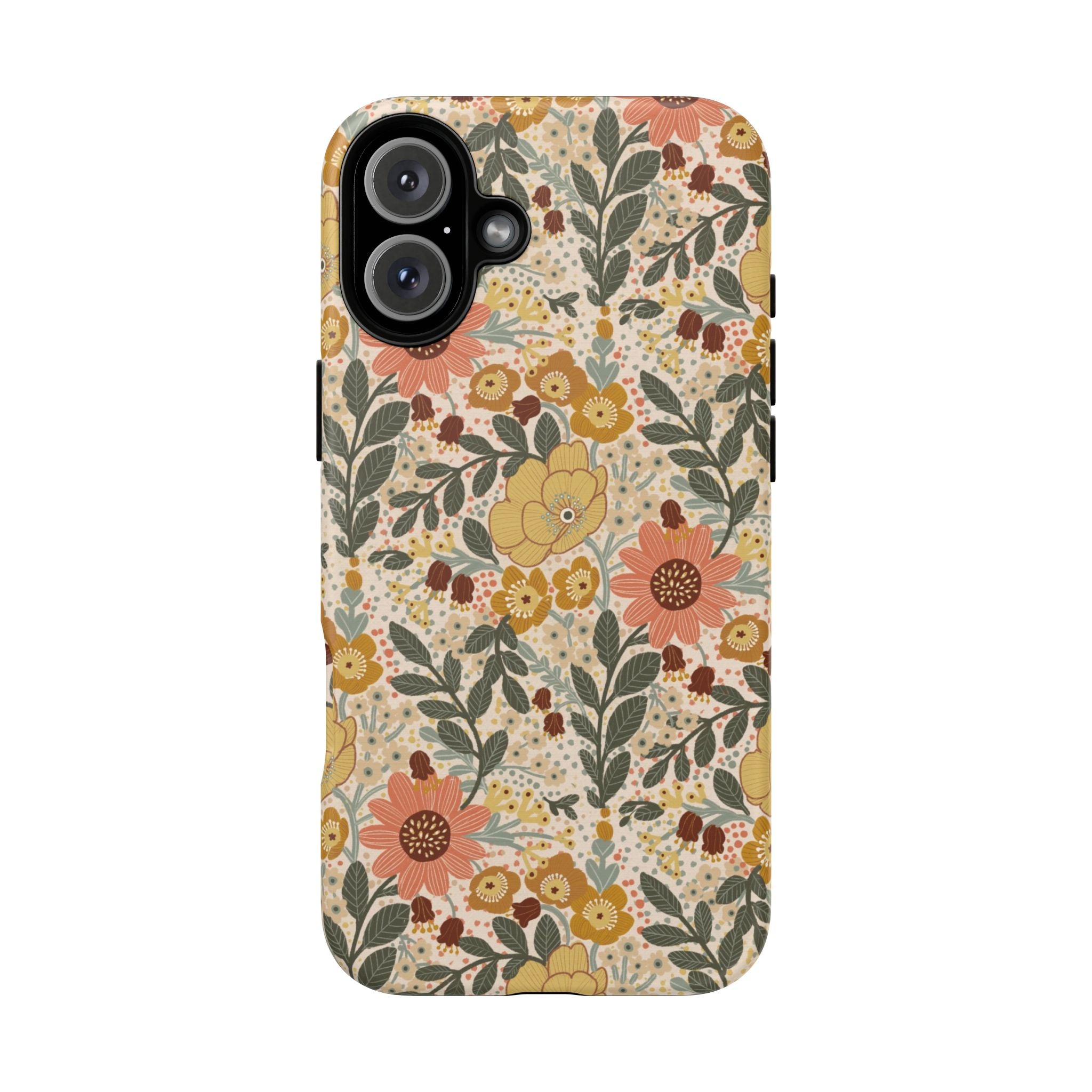 Vintage Floral Pattern Phone Case | Yellow Orange Wildflowers