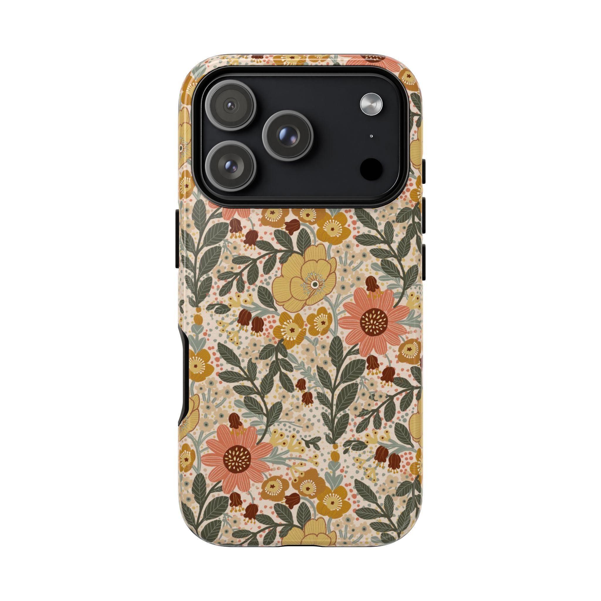 Vintage Floral Pattern Phone Case | Yellow Orange Wildflowers