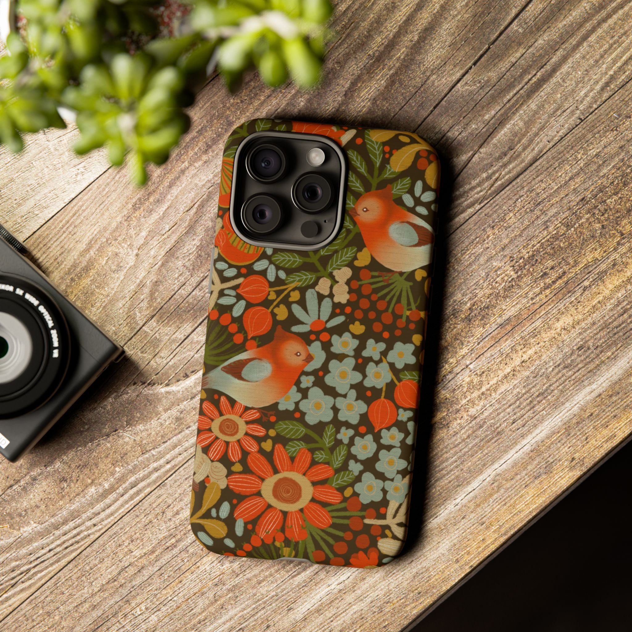 Retro Floral Birds Phone Case | Protective iPhone Cover