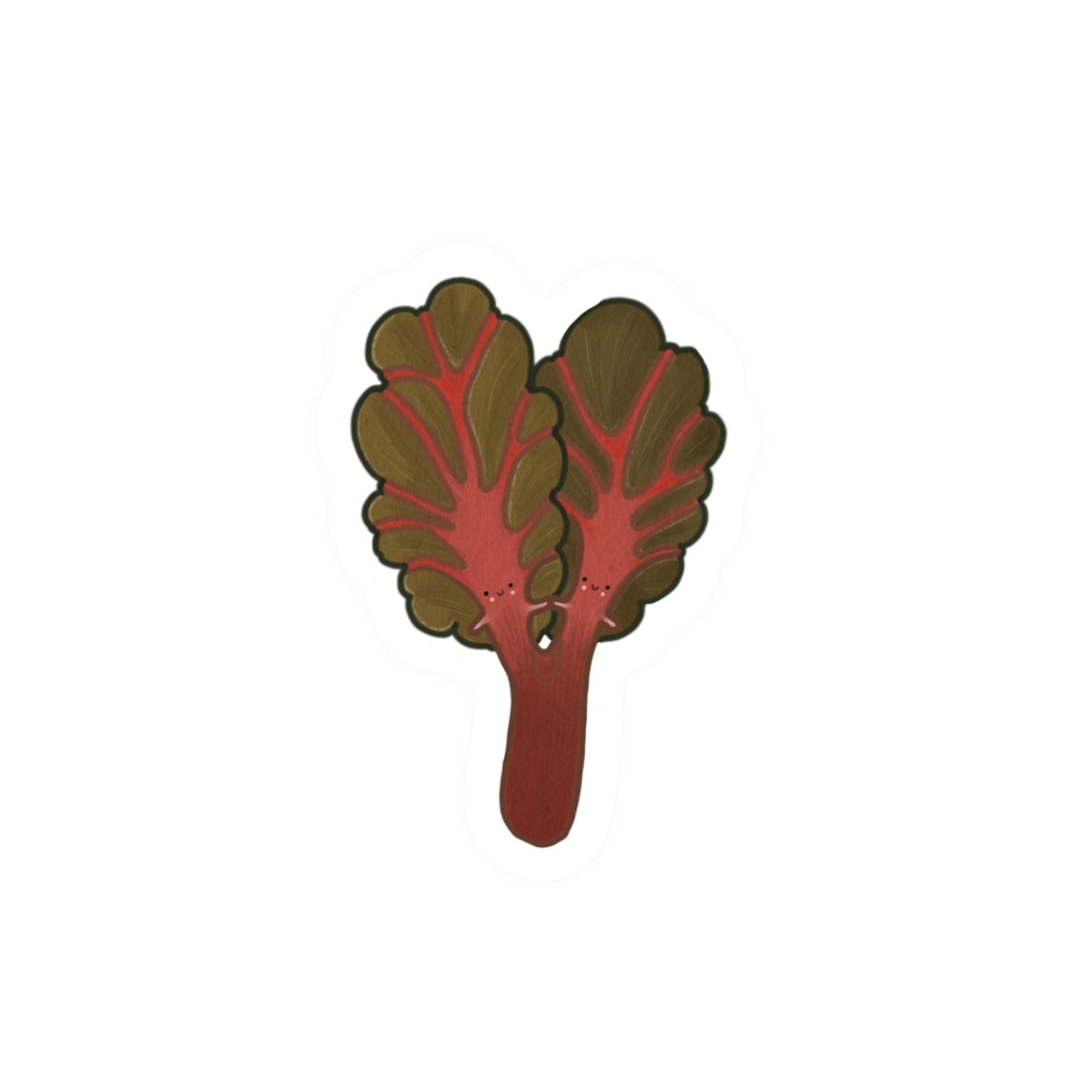Swiss Chard Kiss-Cut Sticker — Red & Green Leaf Vegetable Decal