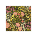 Floral Folk Art Square Magnet — Pink & Olive Botanical Refrigerator Magnet